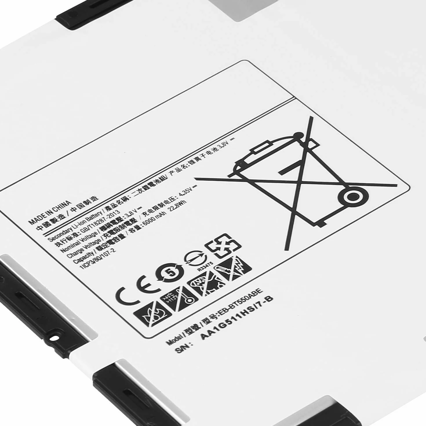 EB-BT550ABE (3.8V 22.8Wh 6000mAh) Tablet Baterías para Samsung Galaxy Tab A 9.7 SM-T550 SM-P550 SM-T555C SM-T555 SM-P351 Series EB-BT550ABA AA1G511HS EB-BT550 with Tools