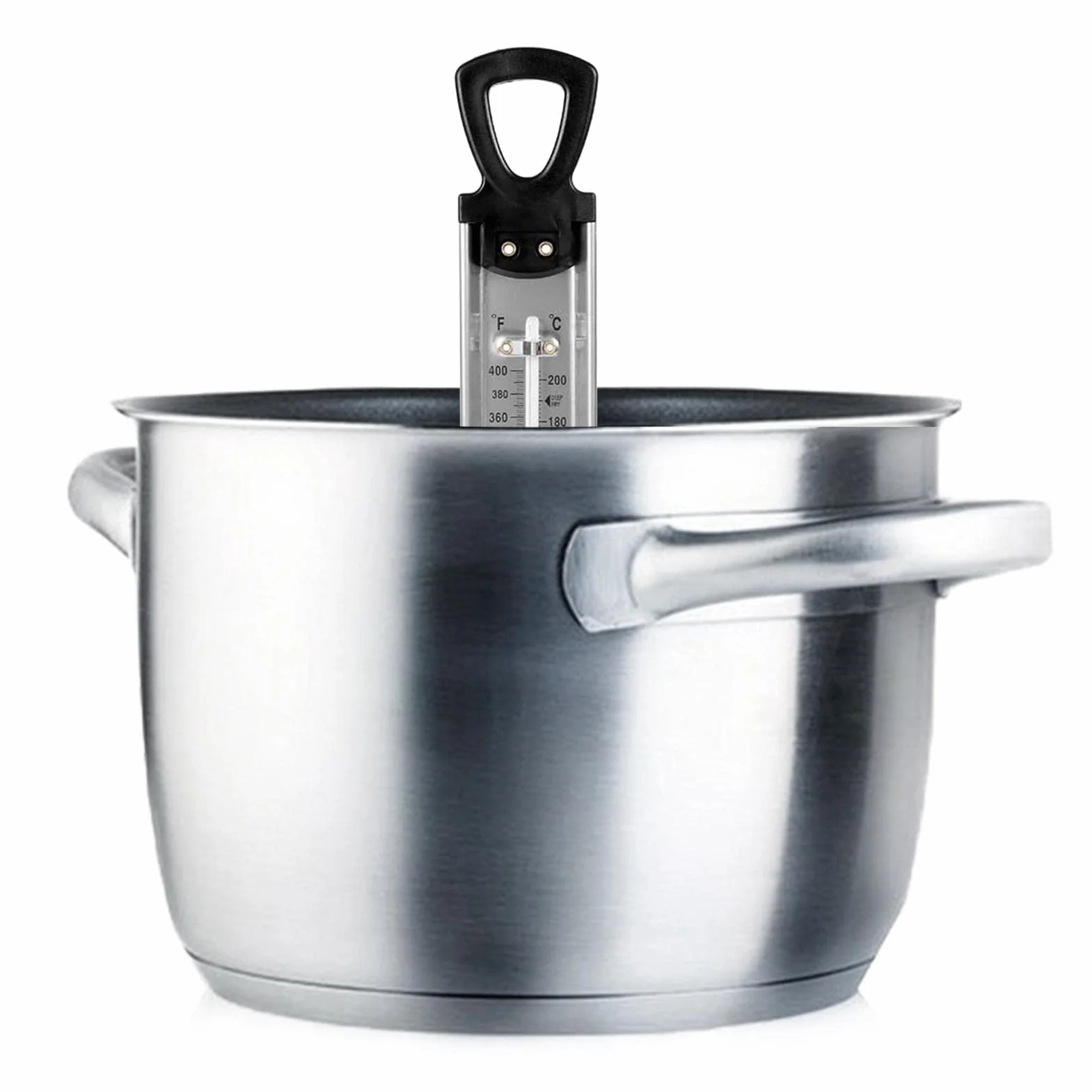 Termómetro de Cocina de Acero Inoxidable con Gancho y Clip para Freír, Hornear y Dulces