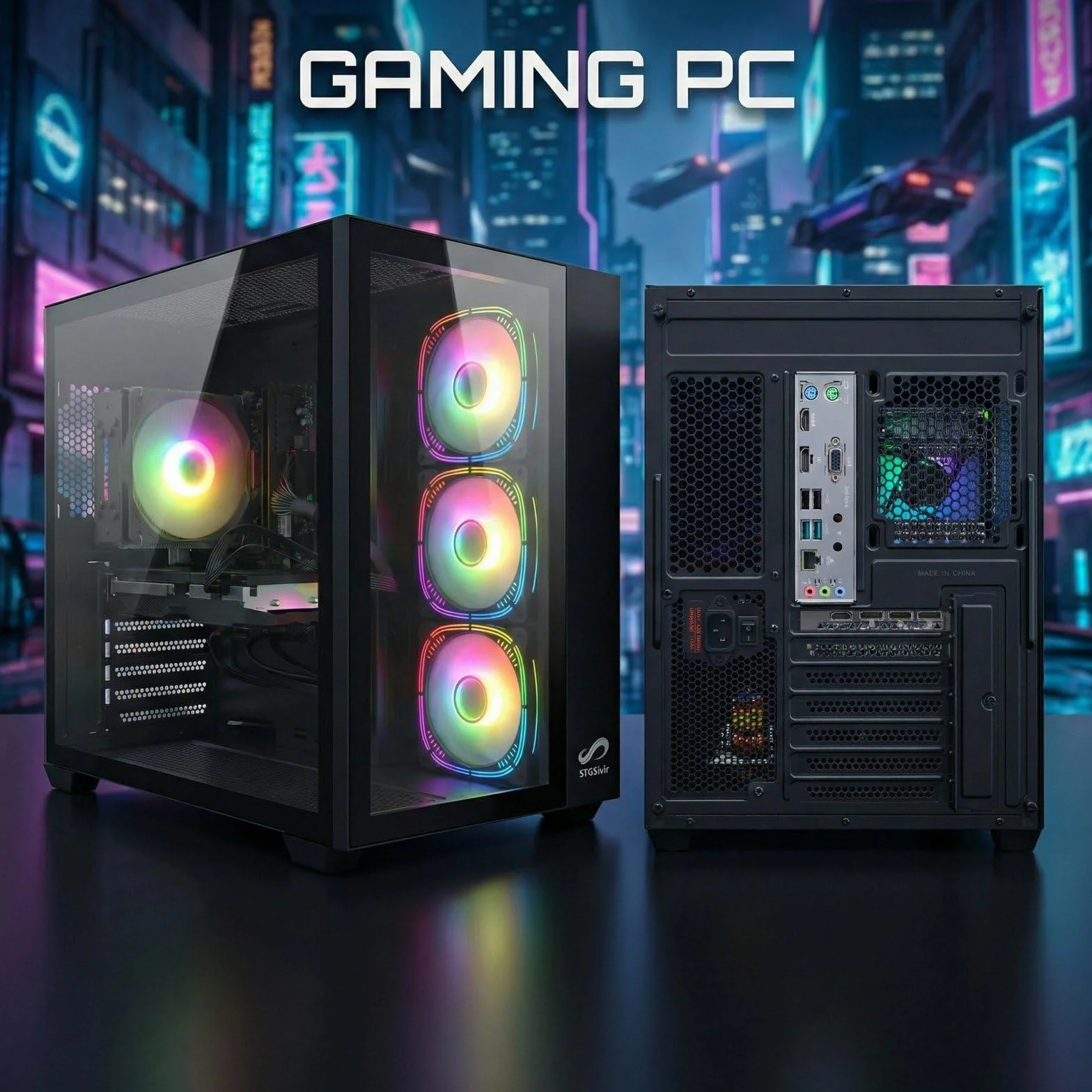 STGsivir PC Gaming, Ordenador de Sobremesa Gaming, GeForce RTX 2060 Super 8GB GDDR6,Core i7 hasta 3.9Ghz,16GB DDR,1TB SSD,WiFi 6,BT5.0,RGB Ventiladores x3,Windows 11 Pro