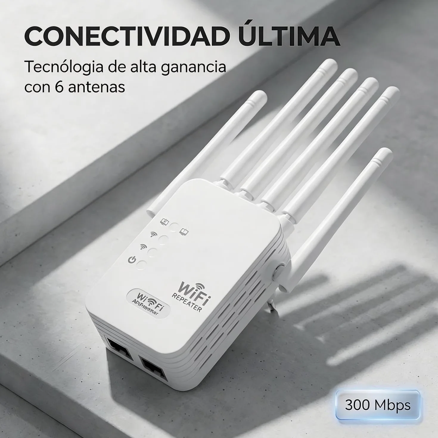 Repetidores WiFi,Amplificadores de señal WiFi,potentes amplificadores WiFi,Extensores WiFi,con 6 Antenas,2 Puertos LAN,Cobertura de hasta 10000 m²,Adecuado para oficinas y hogares,fácil de Instala