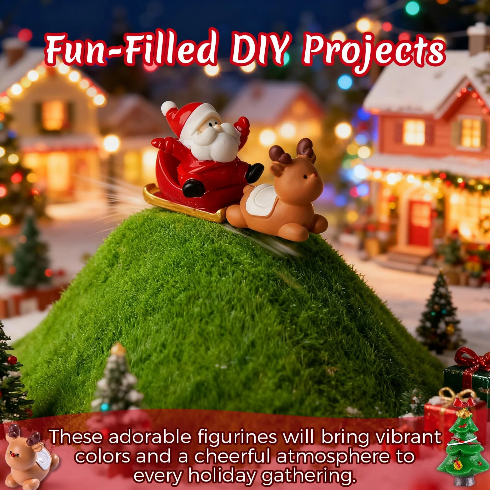 Figuras Navideñas de Resina Set de 12 - Mini Decoración Navidad para Casa