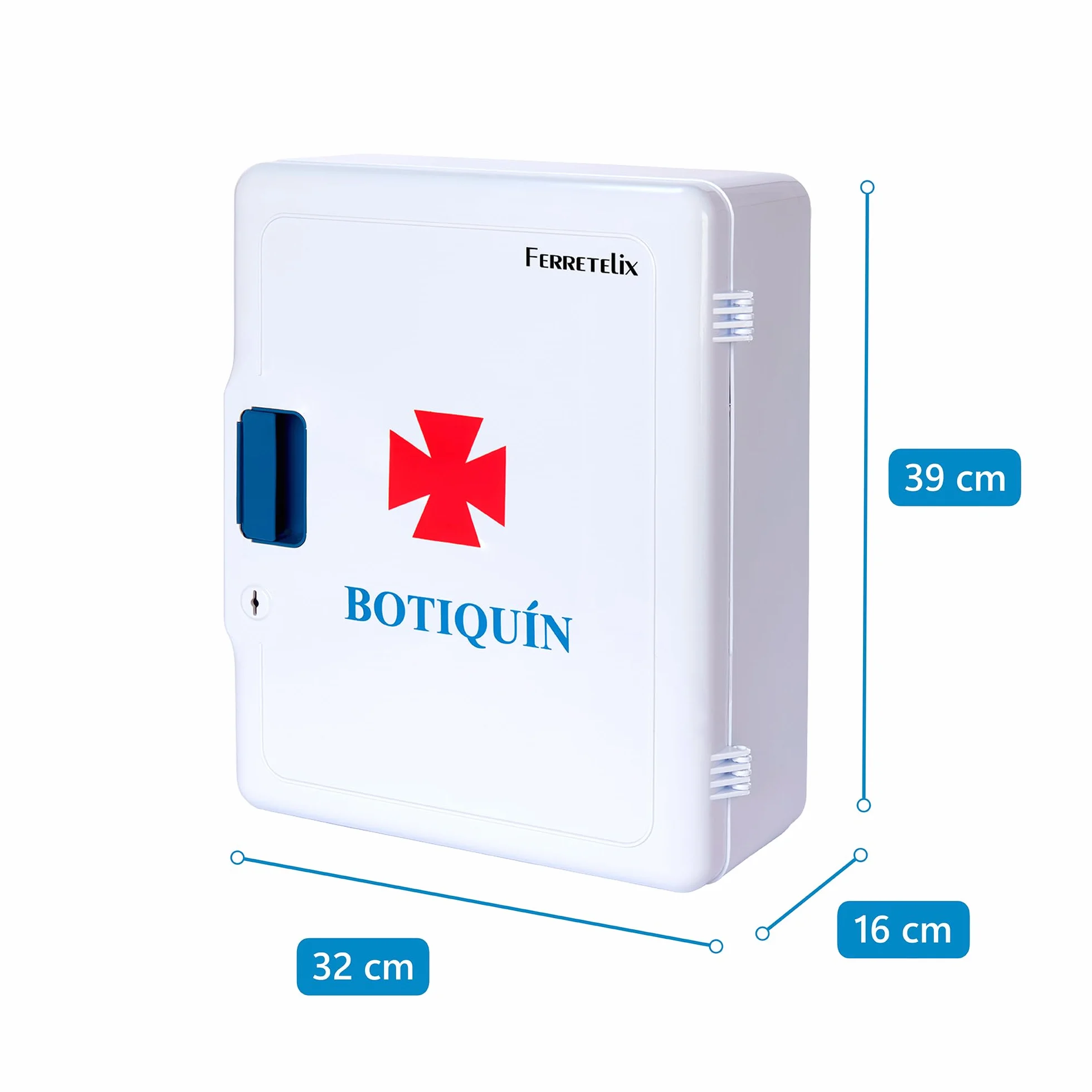 Ferretelix® Armario botiquin pared con llave 40x30x16 cms equipado curas + Cartel PVC 224x300 clase B homologado