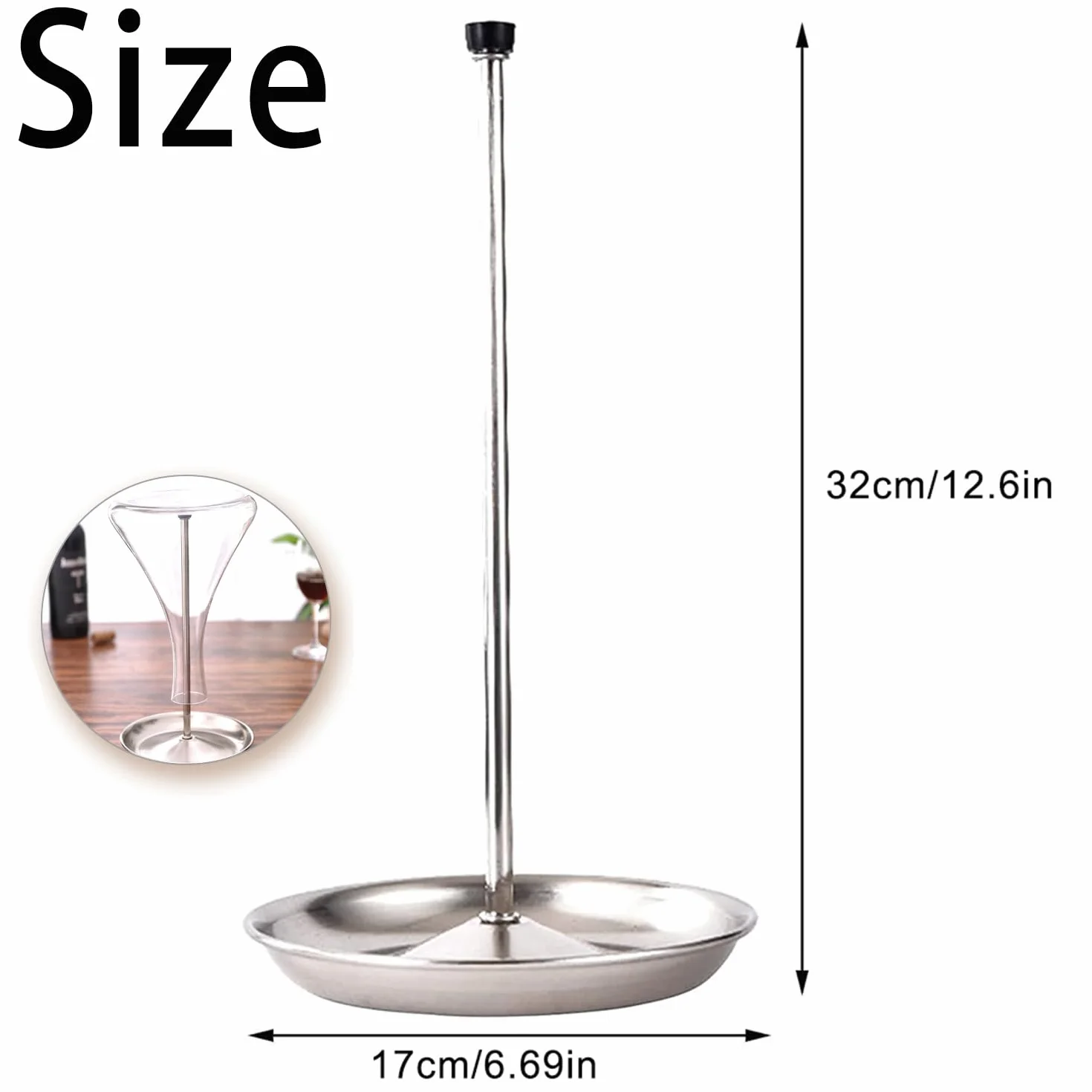 Soporte Secado Decantador Vino Acero Inoxidable 32 cm