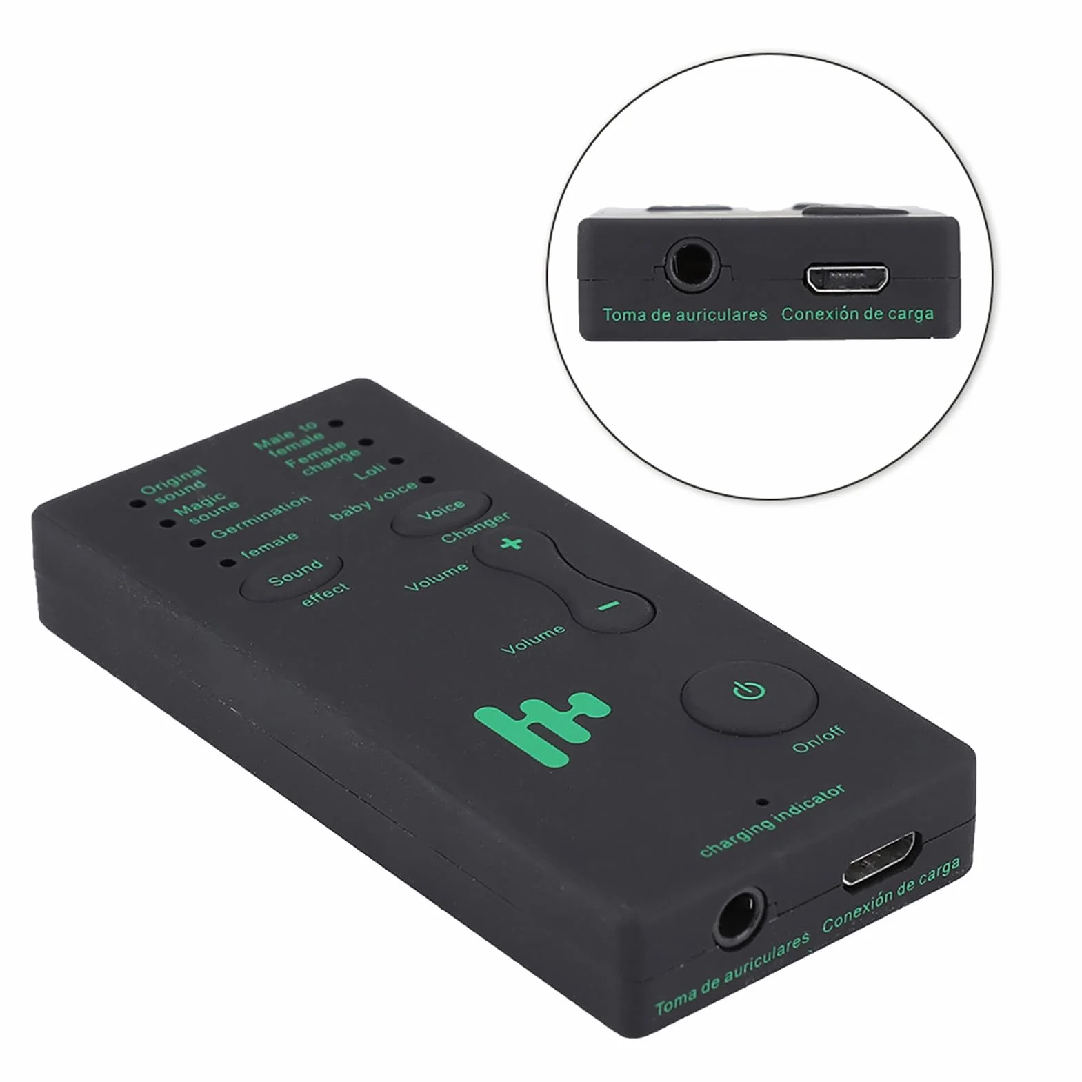 Yunir Cambiador de Voz, Mini Tarjeta de Sonido Externa Teléfono móvil Dispositivo portátil de Cambio de Voz en Tiempo Real con Cable de 3,5 mm, para teléfono móvil, PC (versión en inglés)