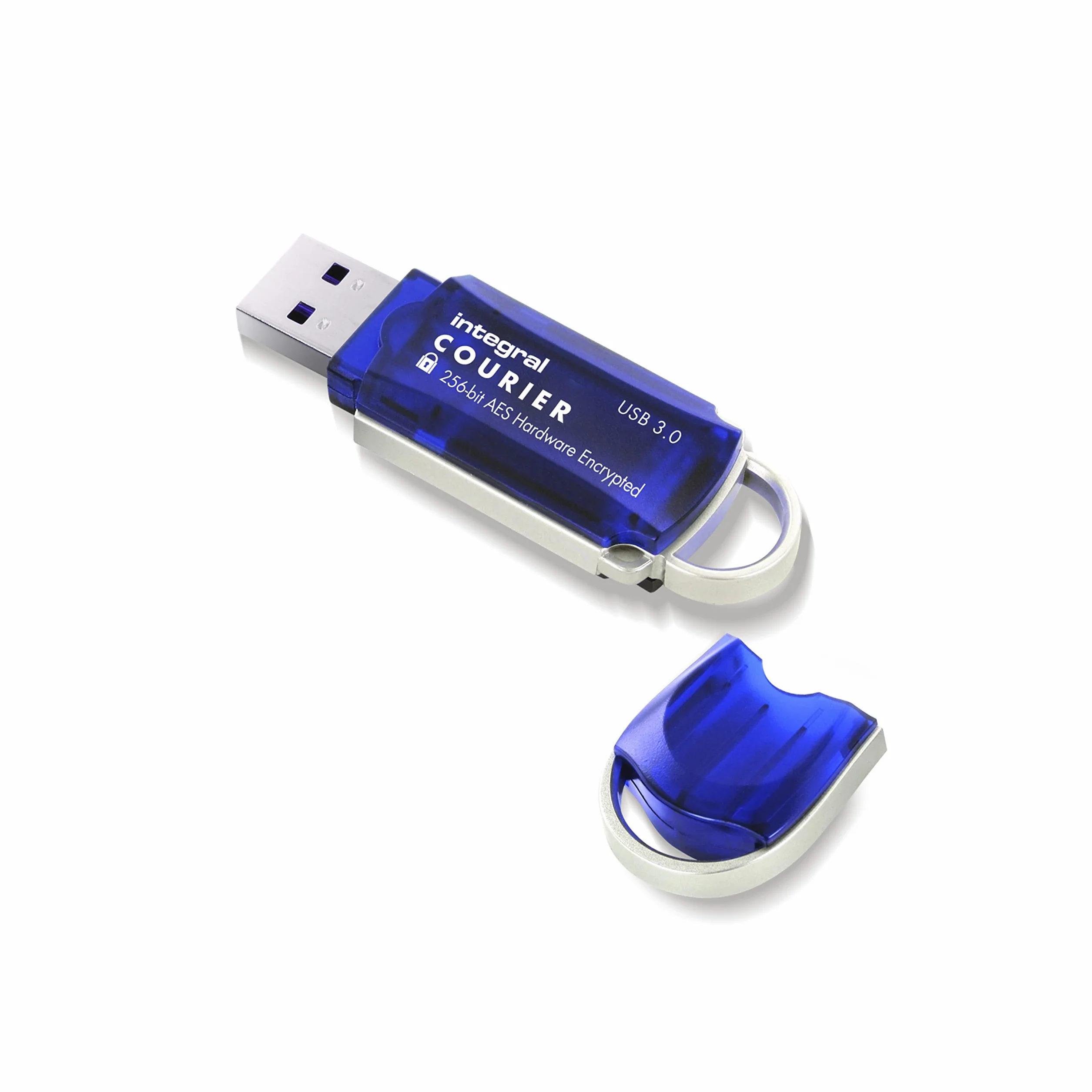 Integral 64GB Courier-197 hardware encriptado 256 bits - FIPS 197, pen drive protección ataques de contraseña por fuerza bruta memoria usb transferencia Super Speed USB3.0 XTS-AES