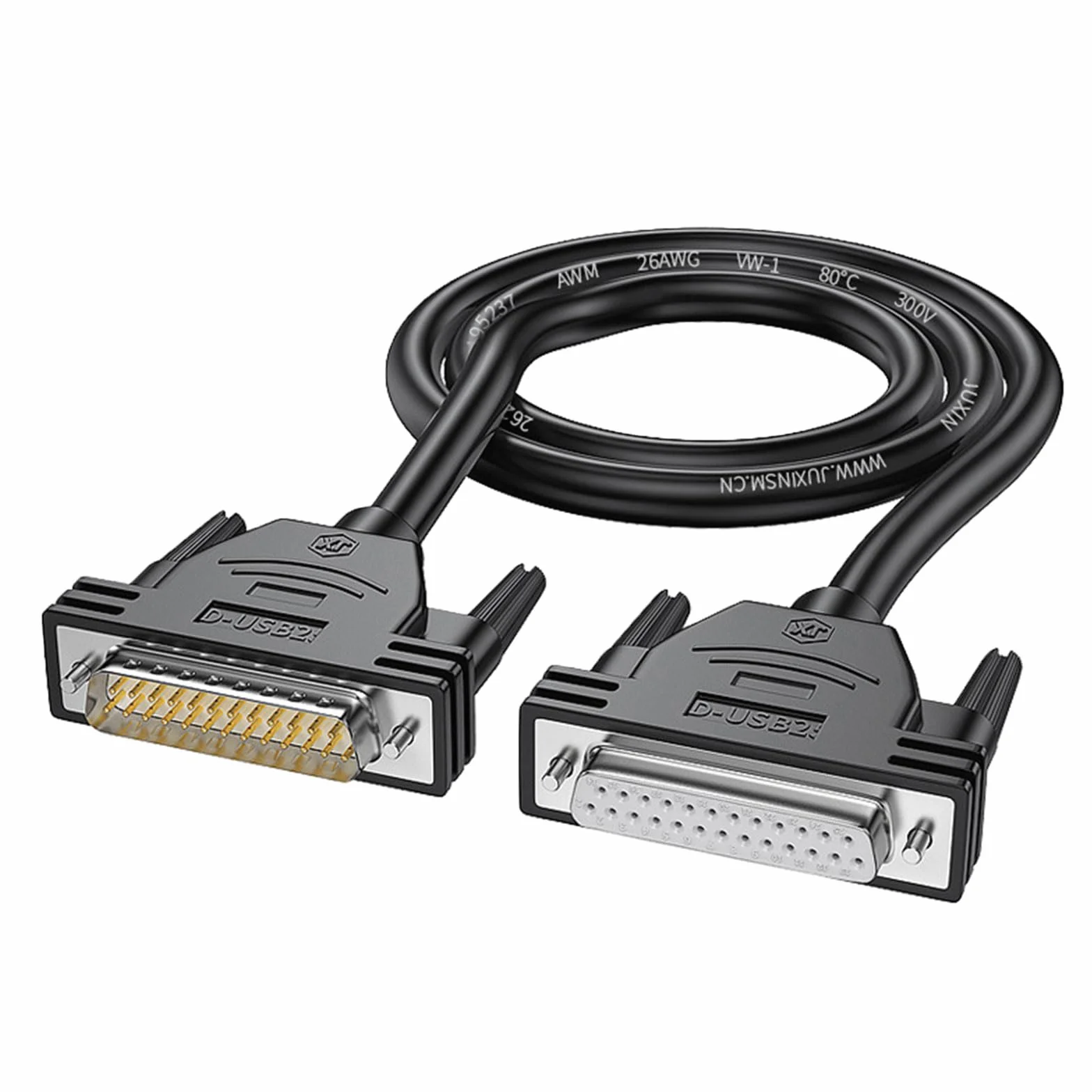 DB25 - Cable de extensión macho/hembra de 25 pines, cable de conexión de puerto paralelo para impresora de computadora, línea de datos