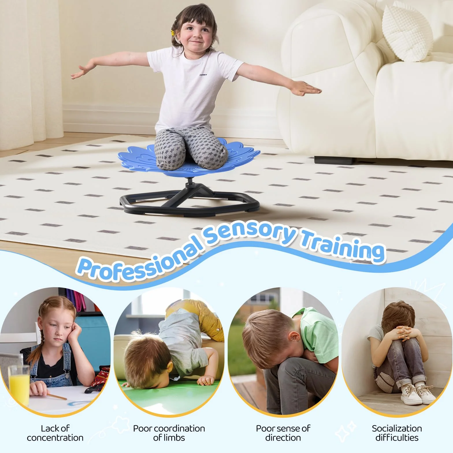 Silla sensorial giratoria carrusel 360º para niños autistas Sit & spin