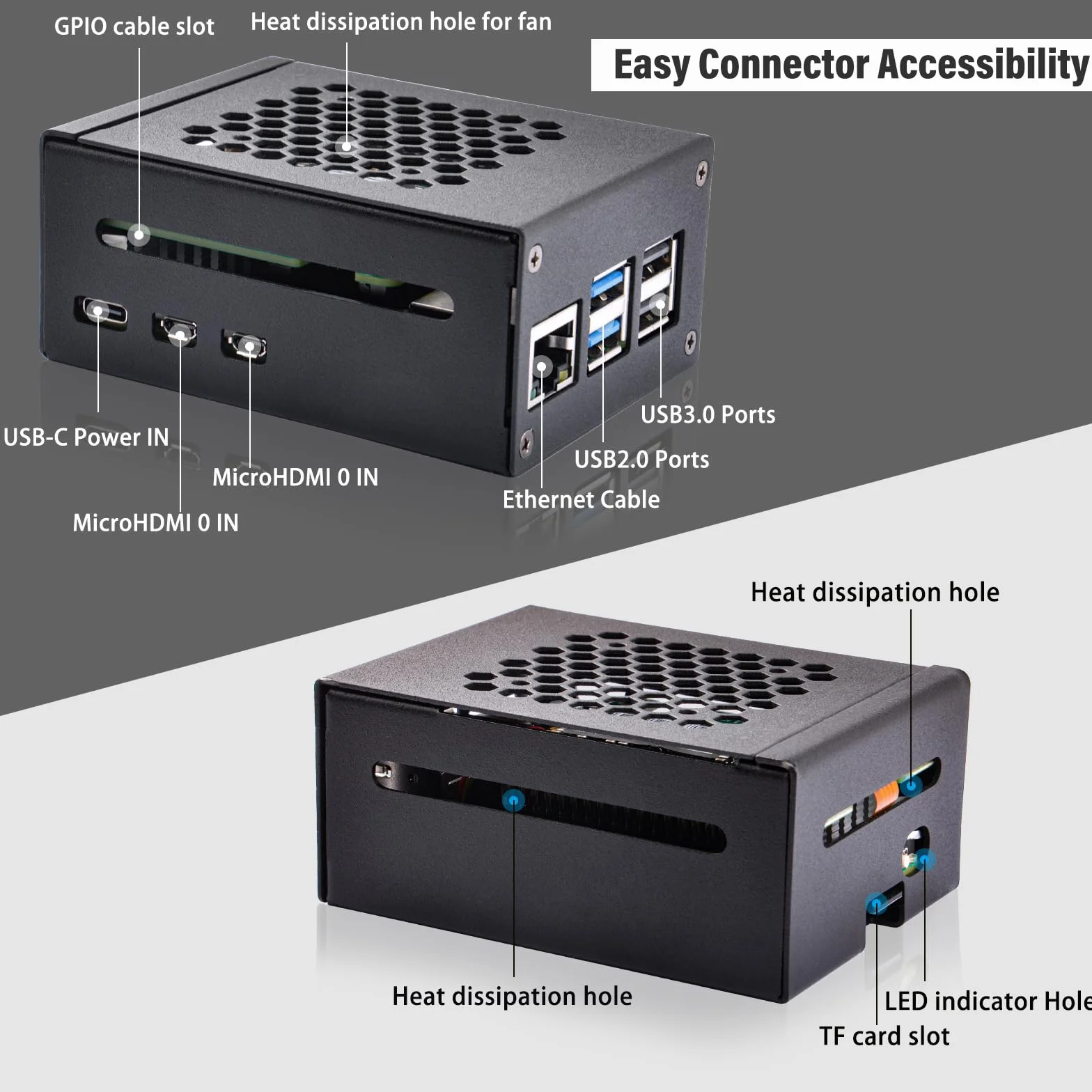GeeekPi Metal Case for Raspberry Pi 5 with Official M.2 Hat+ and Active Cooler, Support M.2 SSD 2230/2242
