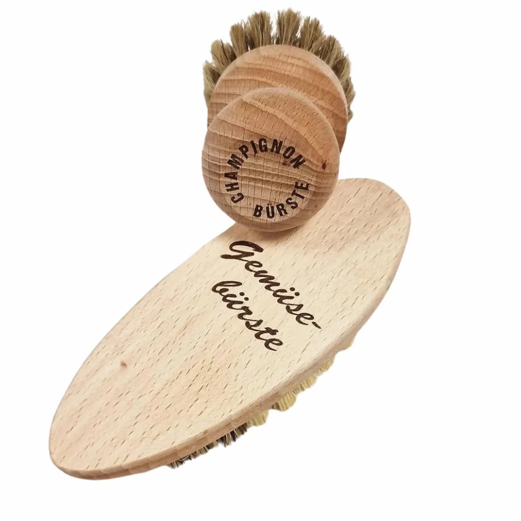 Juego de 2 cepillos para verduras y champiñones, para frutas, verduras, 100% natural, 2 unidades