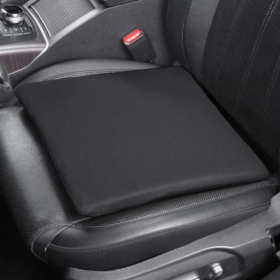 Amazon Basics Cojín de asiento de espuma viscoelástica, 37.6 x 38 x 3.3 cm, negro