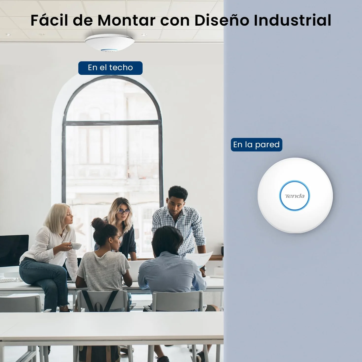 Tenda I27 WiFi 6 AX3000 Punto de Acceso de Doble Banda, Soporta PoE Estándar 802.3at, Montaje Techo, Roaming, MU-MIMO, OFDMA, Múltiples SSID, Gestionable a través de App o la Interfaz Web, Blanco