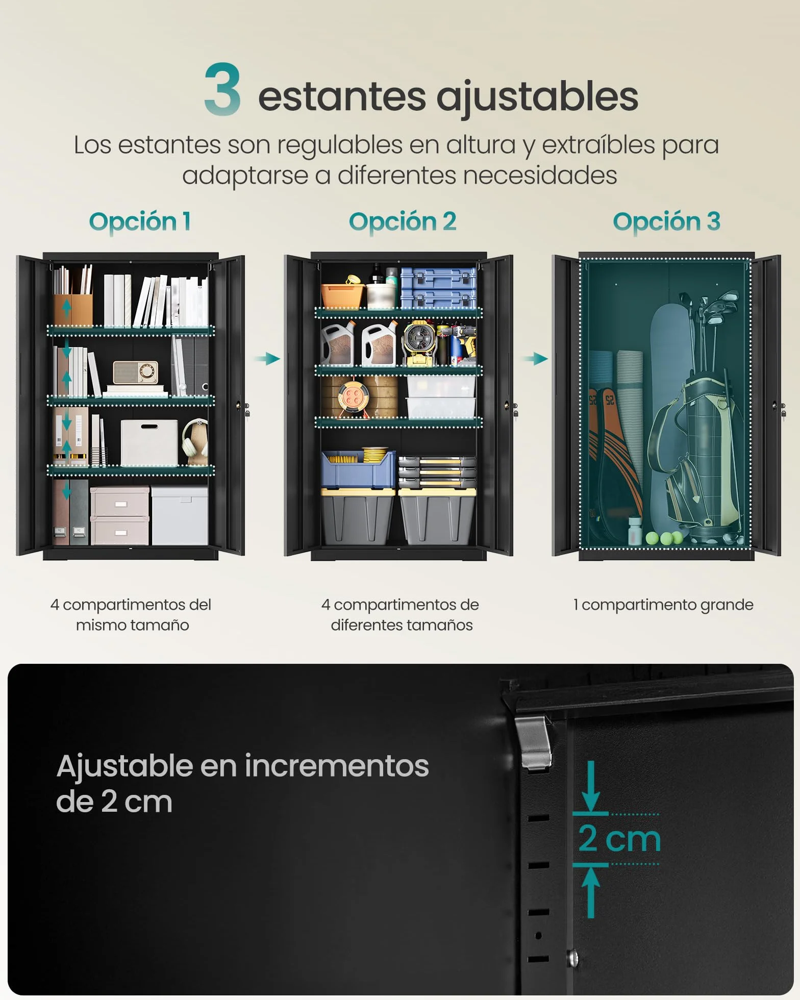 SONGMICS Armario Archivador Metálico 2 Puertas con Cerradura 80x40x140 cm Negro Mate