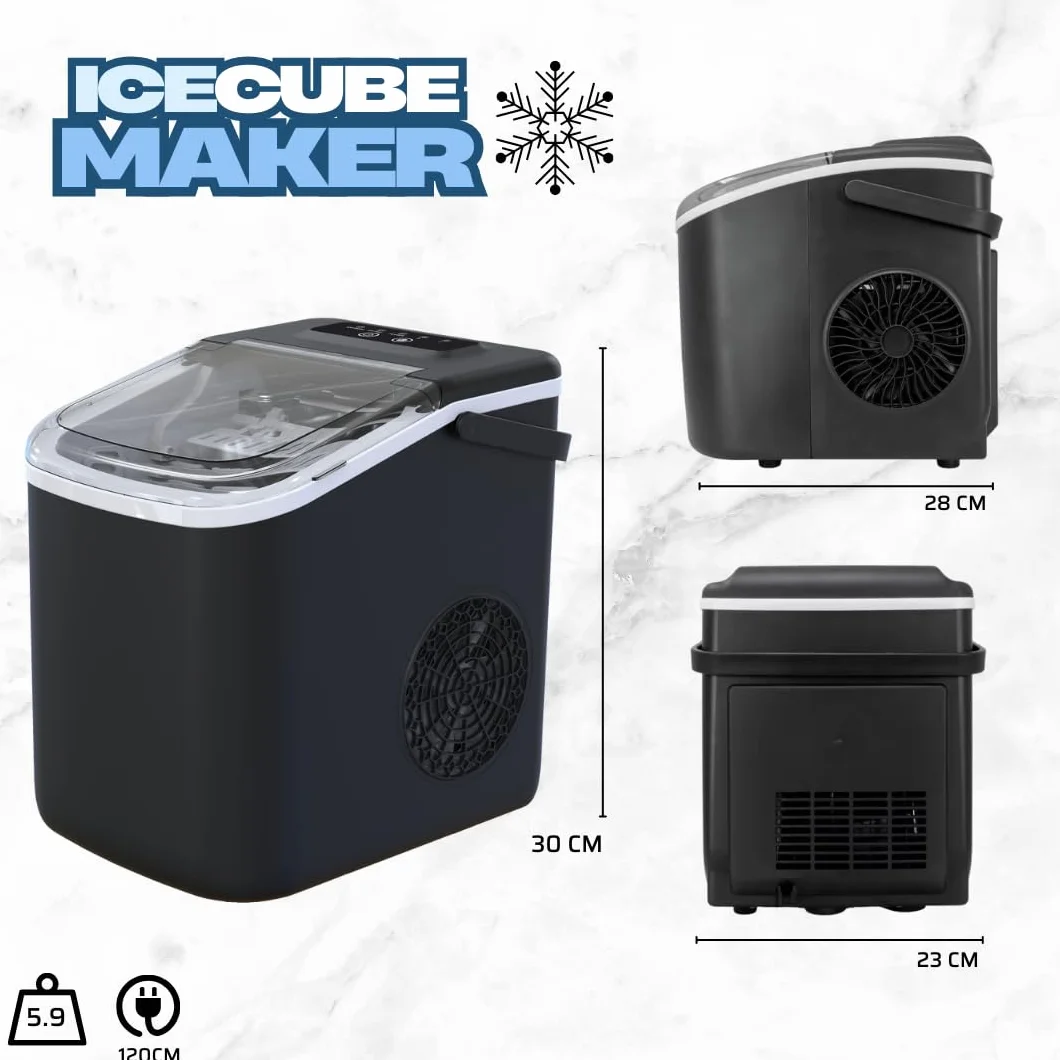 Máquina de Hielo Ice Cube Maker 10 kg/día Cubitos Tipo Bala Bajo Ruido Ventana Visible Asa Integrada Drenaje
