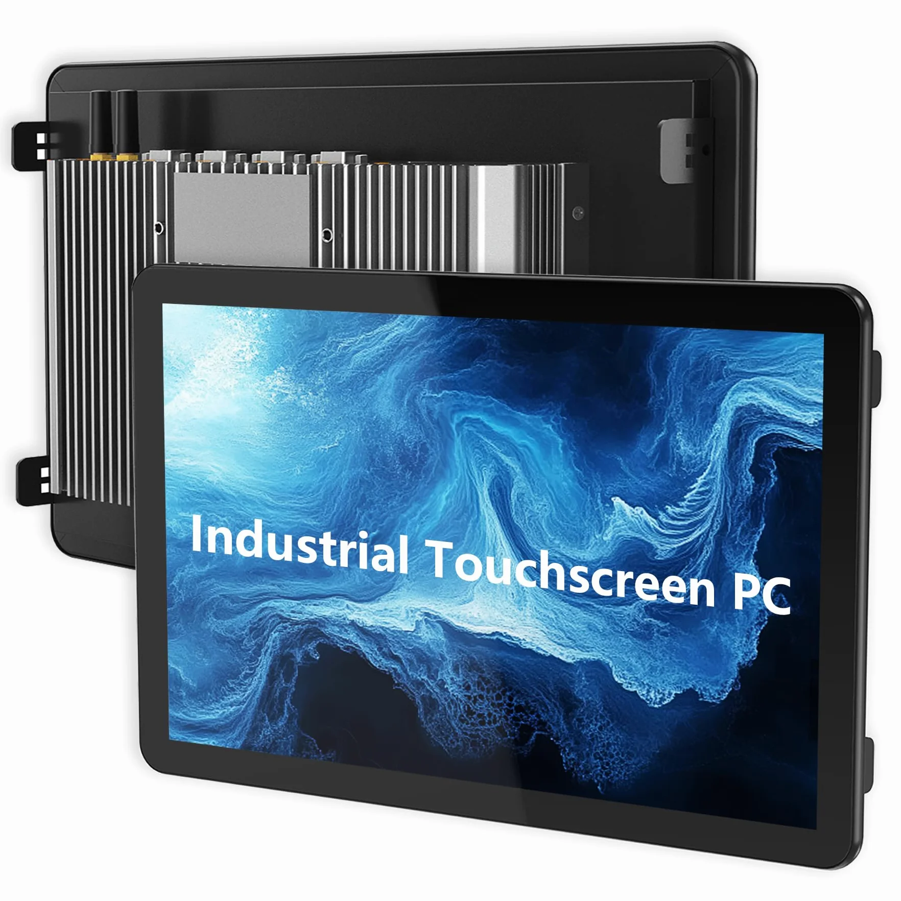 PC Panel Industrial 15.6" Todo en Uno Empotrado sin Ventilador Pantalla Táctil,Ordenador Táctil IP65 Pantalla Capacitiva Monitoreo,Windows 10 Pro,LAN/HDMI/USB/COM/GPIO/WiFi(I3-7100U,8G+128G)