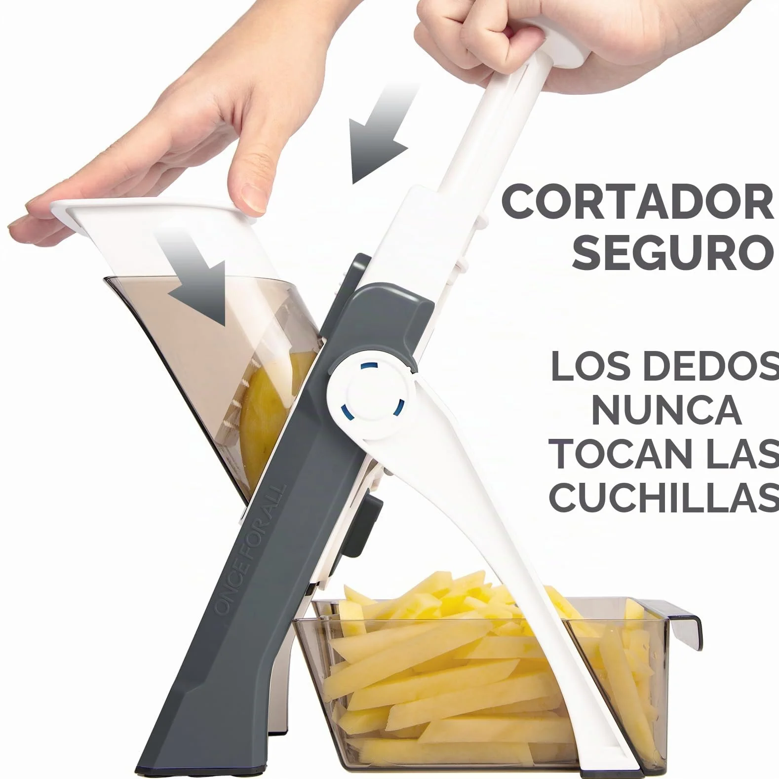 ONCE FOR ALL Mandolina de Cocina Manual Cortador de Verdura Multifuncional Acero Inoxidable Gris