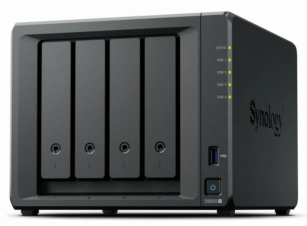 DiskStation DS925+ - NAS de 4 bahías con 2.5 GbE, Ampliable a 9 bahías, Almacenamiento en caché SSD M.2 NVMe, Respaldo de Alta Velocidad, vigilancia y colaboración, Almacenamiento de Datos y solución