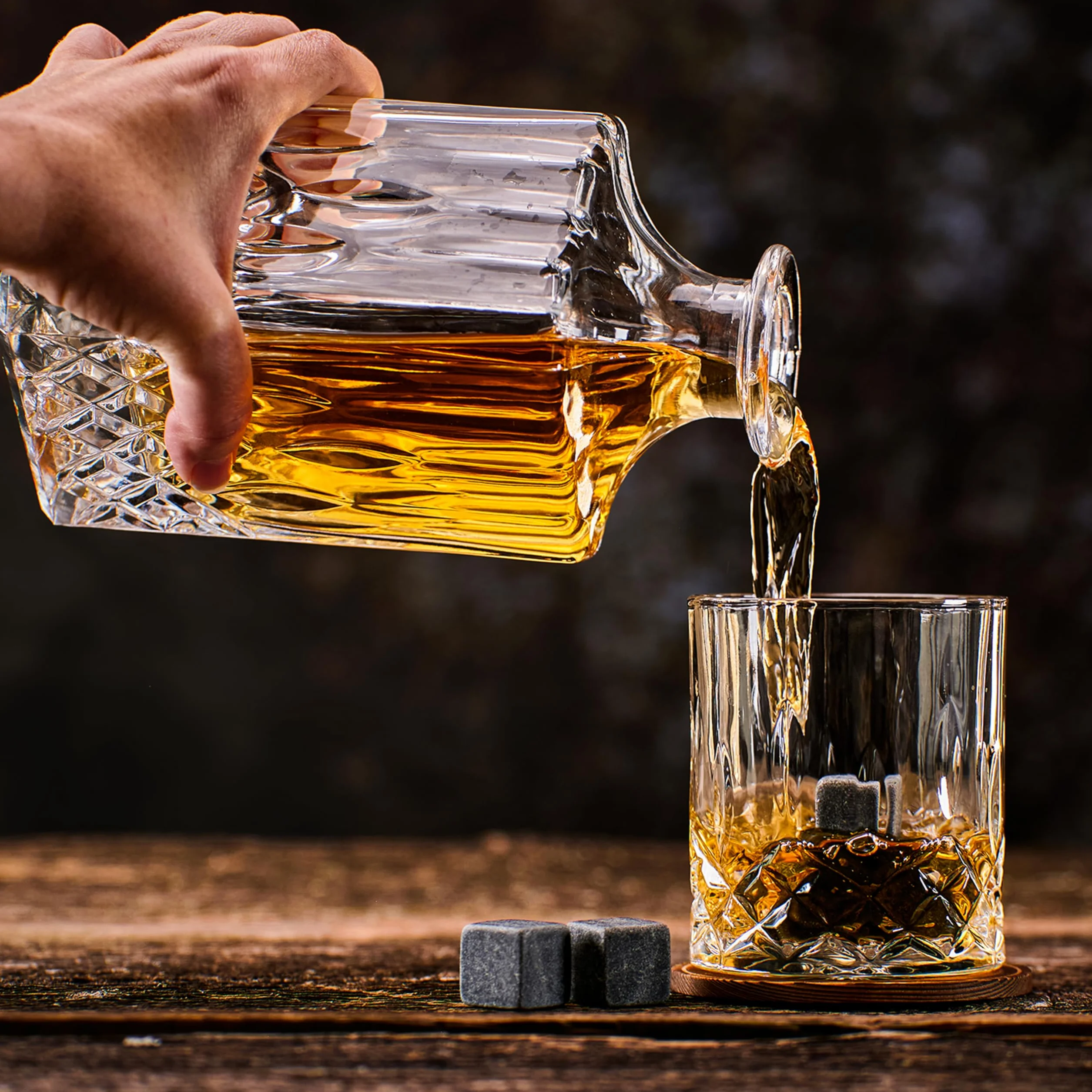 Whisiskey Set de Vasos de Whisky 310ML con Cubitos Hielo Accesorios