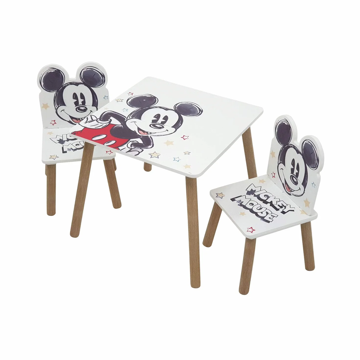ARDITEX Set de Mesa y 2 Sillas Infantiles de Madera Mickey Mouse 50x50x44 cm