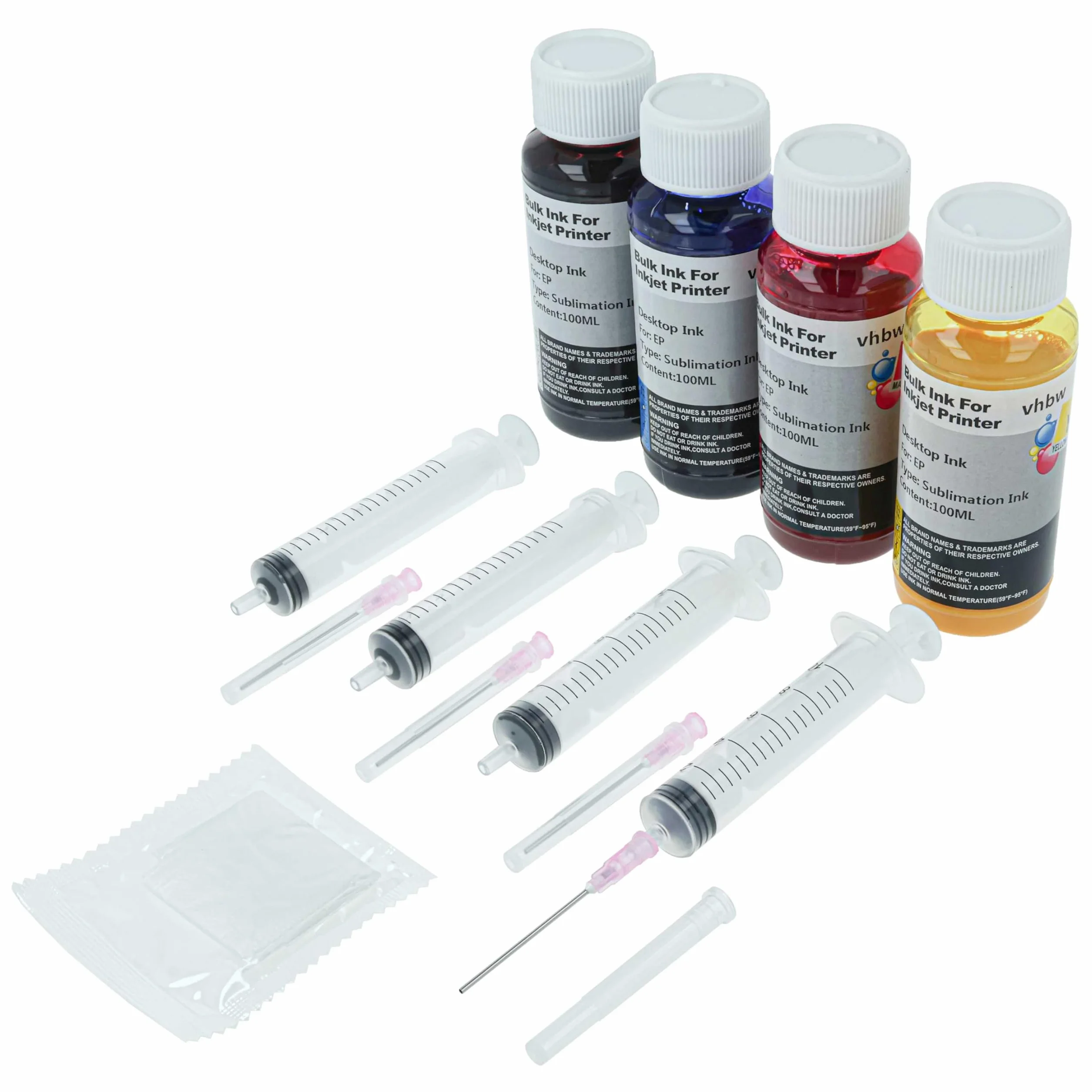 vhbw 4X Tinta de sublimación Compatible con Ricoh Aficio GX E3300N Impresora de sublimación - Set de Recarga, Cian, Magenta, Yellow, Negro, 100ml