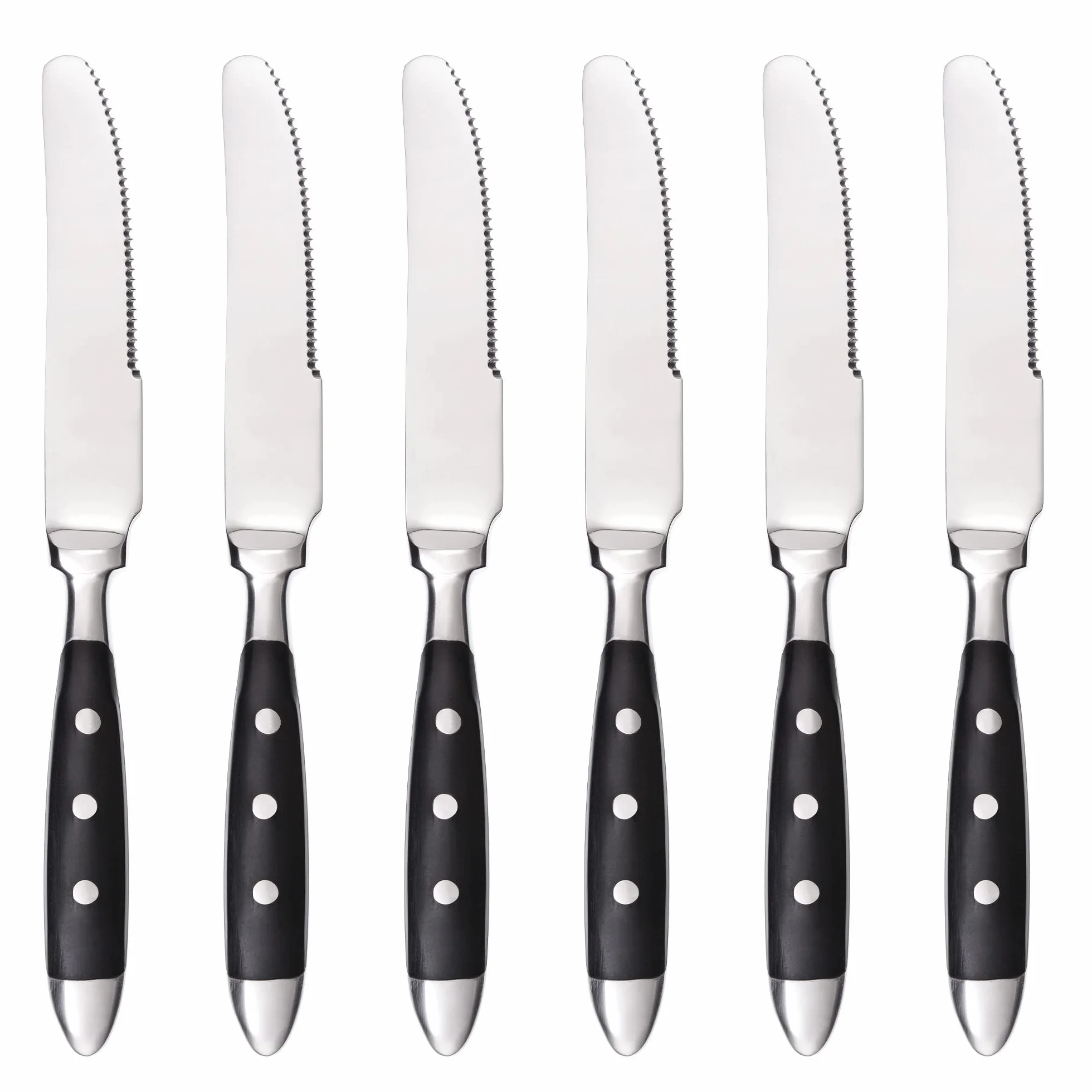 GRÄWE Juego de 6 cuchillos de postre, serie Nuremberg, mango negro