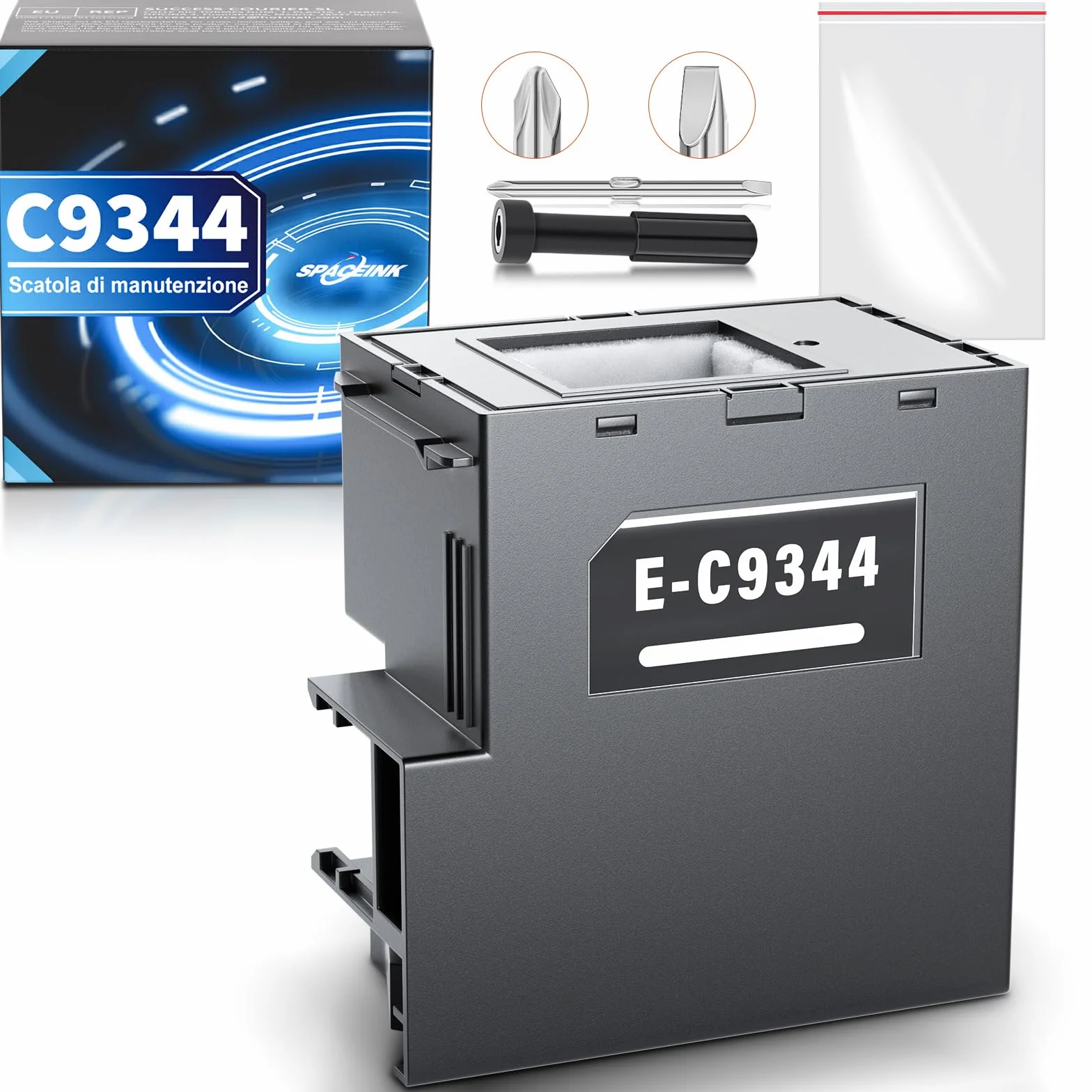 Spaceink C9344 - Caja de mantenimiento compatible con Epson WorkForce WF-2910DWF, WF-2930DWF, WF-2950DWF, WF-2810DWF, Expression Home, XP-4200, XP-3200, EcoTank ET-2830, ET-2840