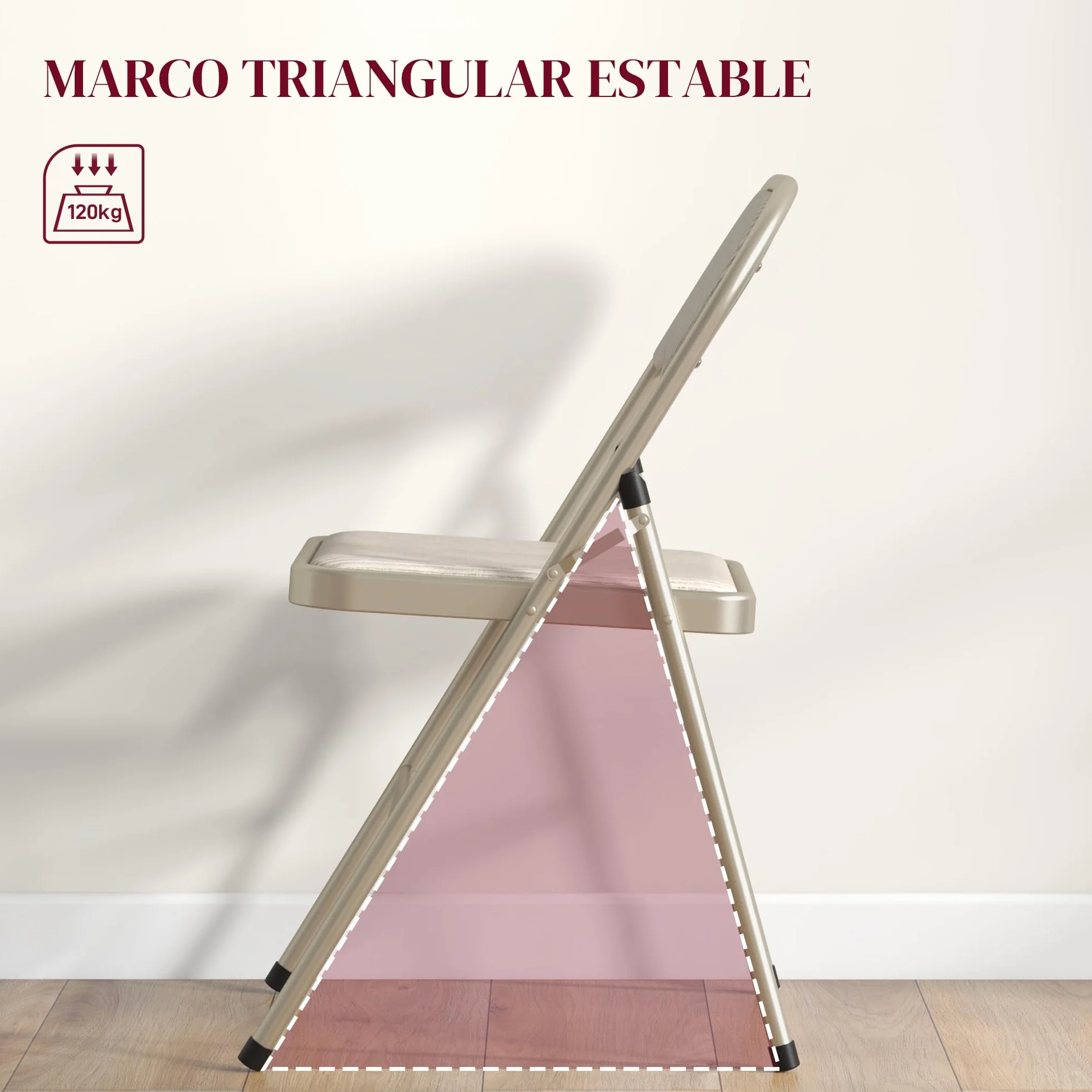 HOMCOM Juego de 4 Sillas Plegables Acolchadas con Respaldo y Estructura de Acero, 45x46x78 cm, Beige