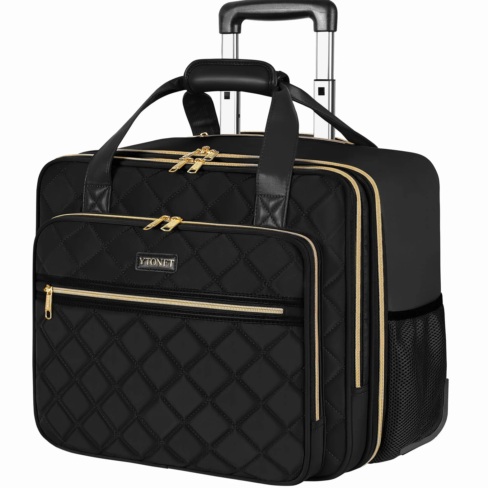Ytonet Maletin con Ruedas Mujer Grande, Trolley con Ruedas 40L con Compartimento para Maletin Portatil 17 Pulgadas Multifuncional Impermeable Bolsa Laptop Bag para Viaje, Trabajo, Negocios, Negro