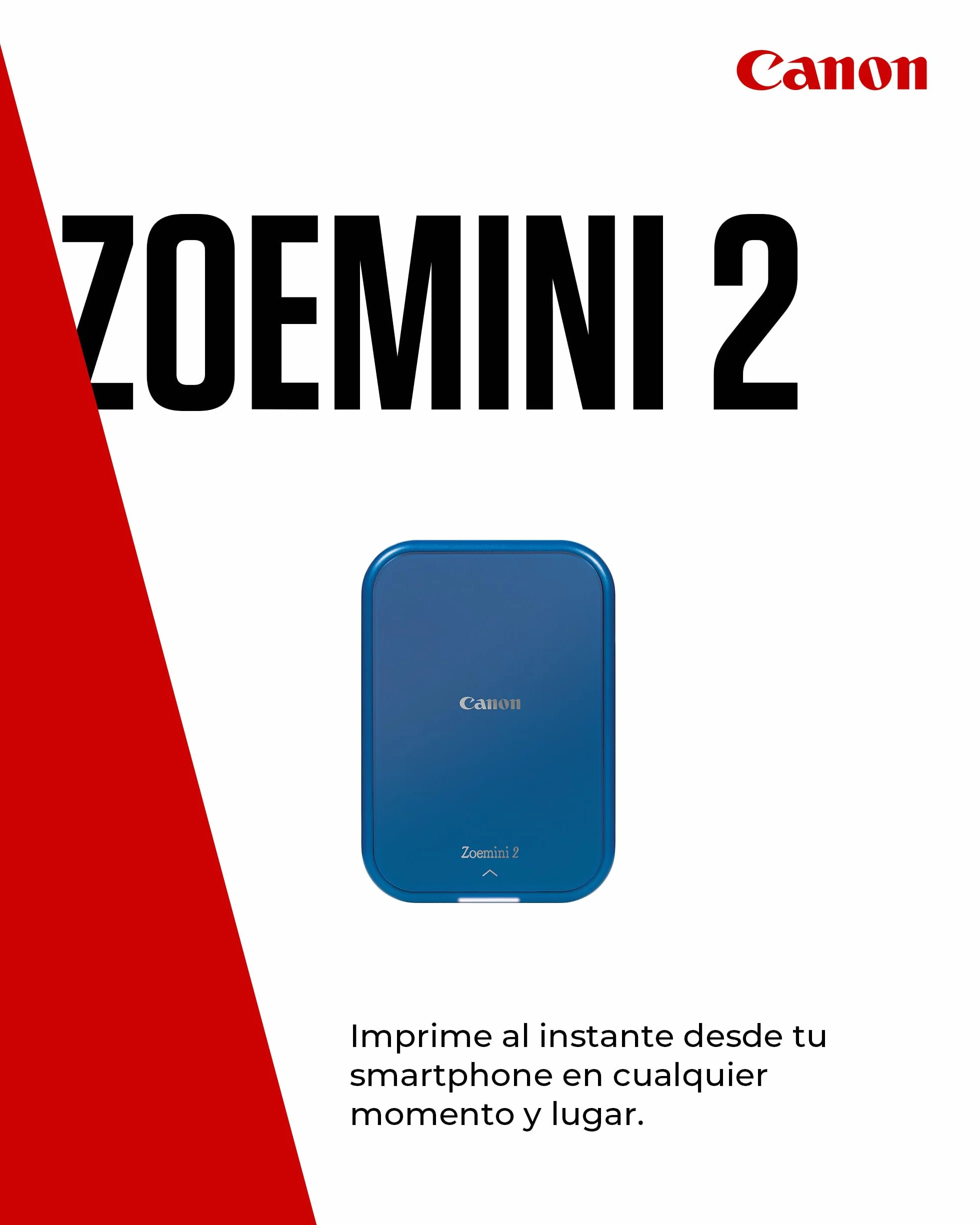 Canon Kit Zoemini 2 Impresora fotográfica + Papel fotográfico Zink 20 Piezas + Papel ZP-2030 (20 Hojas) + 10 Pegatinas Circulares (para Smartphone, USB C, Bluetooth, impresión móvil) Azul Marino