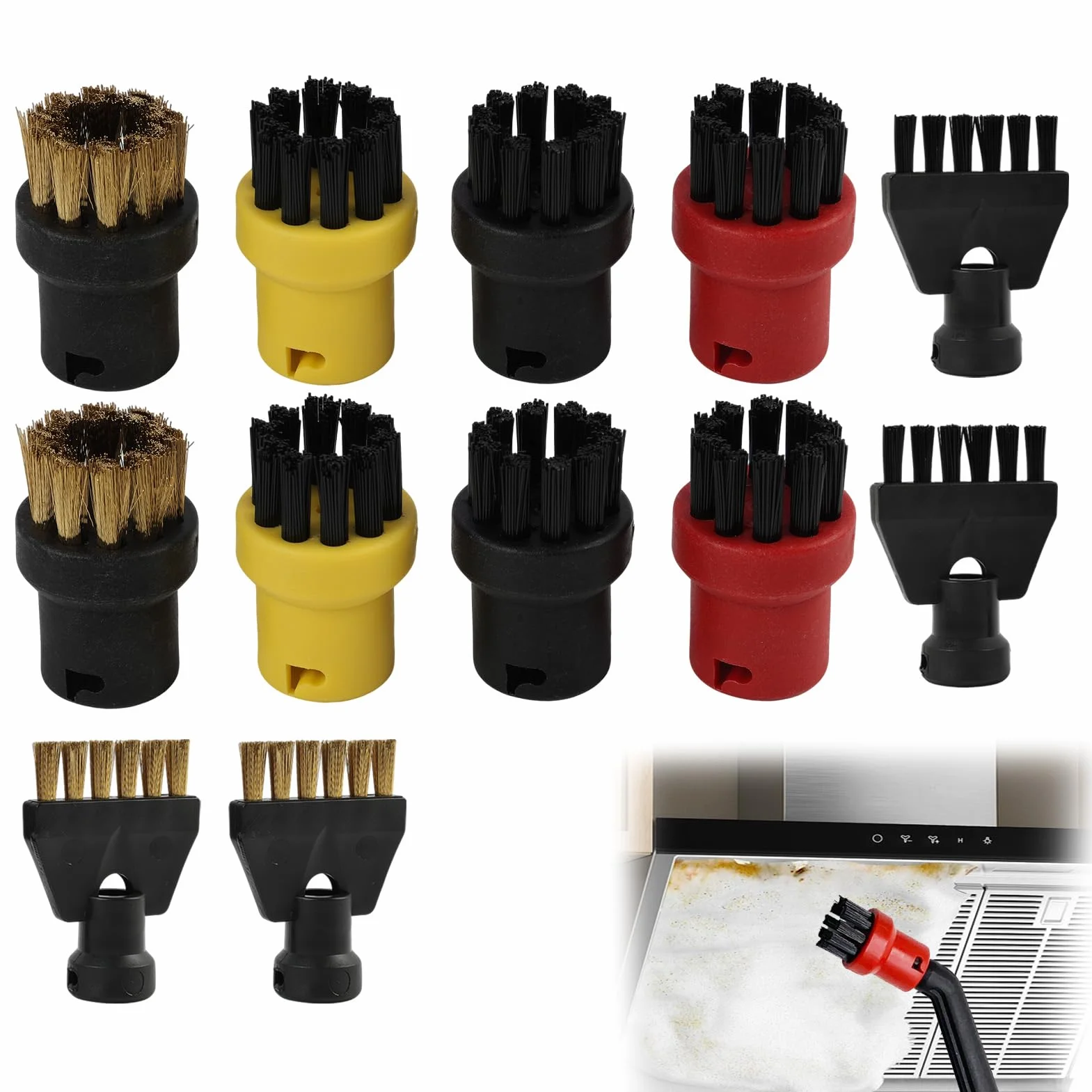 12 PCS Cepillos para Limpiador A Vapor Accesorios, Cepillos de Repuesto para Las Series Sc1 Sc2 Sc3 Sc4 Sc5 Ctk10, Resistentes, para Limpieza de Juntas, Suelos, Paredes, Cocina, Baño, Muebles