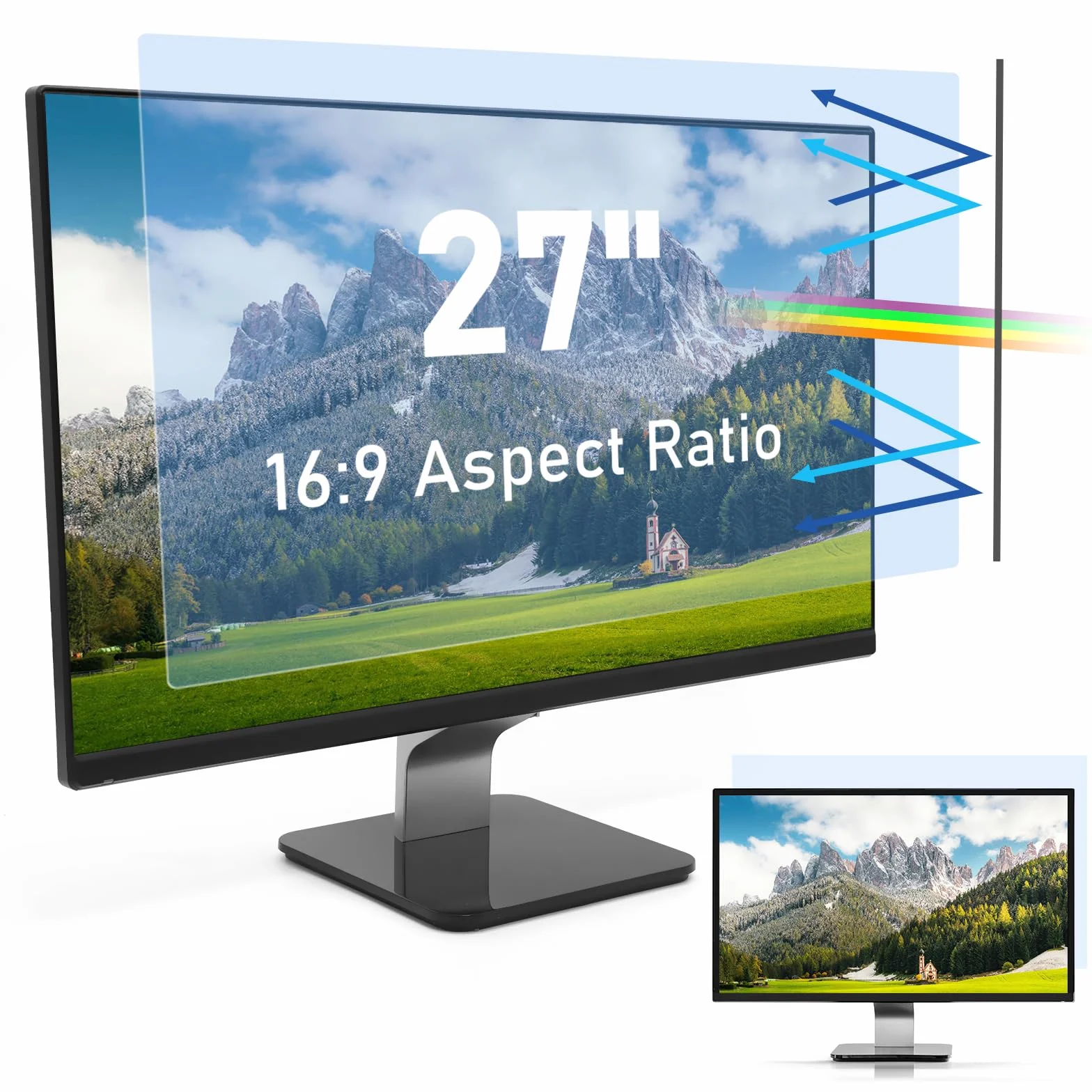 SOPPY Protector de pantalla con filtro antiluz azul para monitor de ordenador de 27 pulgadas, pantalla de monitor de filtro de luz azul extraíble, protector de pantalla, protección ocular, antiluz