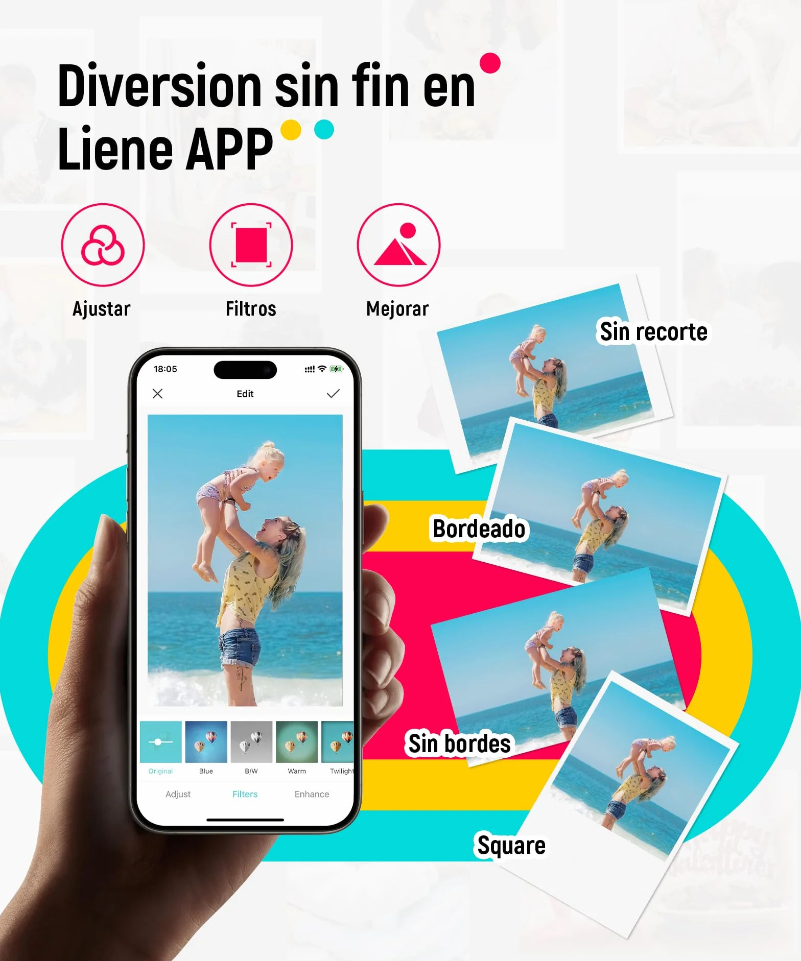 Liene Pearl K100 Mini Impresora Fotográfica instantánea, Bluetooth Impresora Movil Portatil con 50 Zink Papeles Fotográfico Adhesivos, 2x3, para iOS/Android Smartphone, Blanco