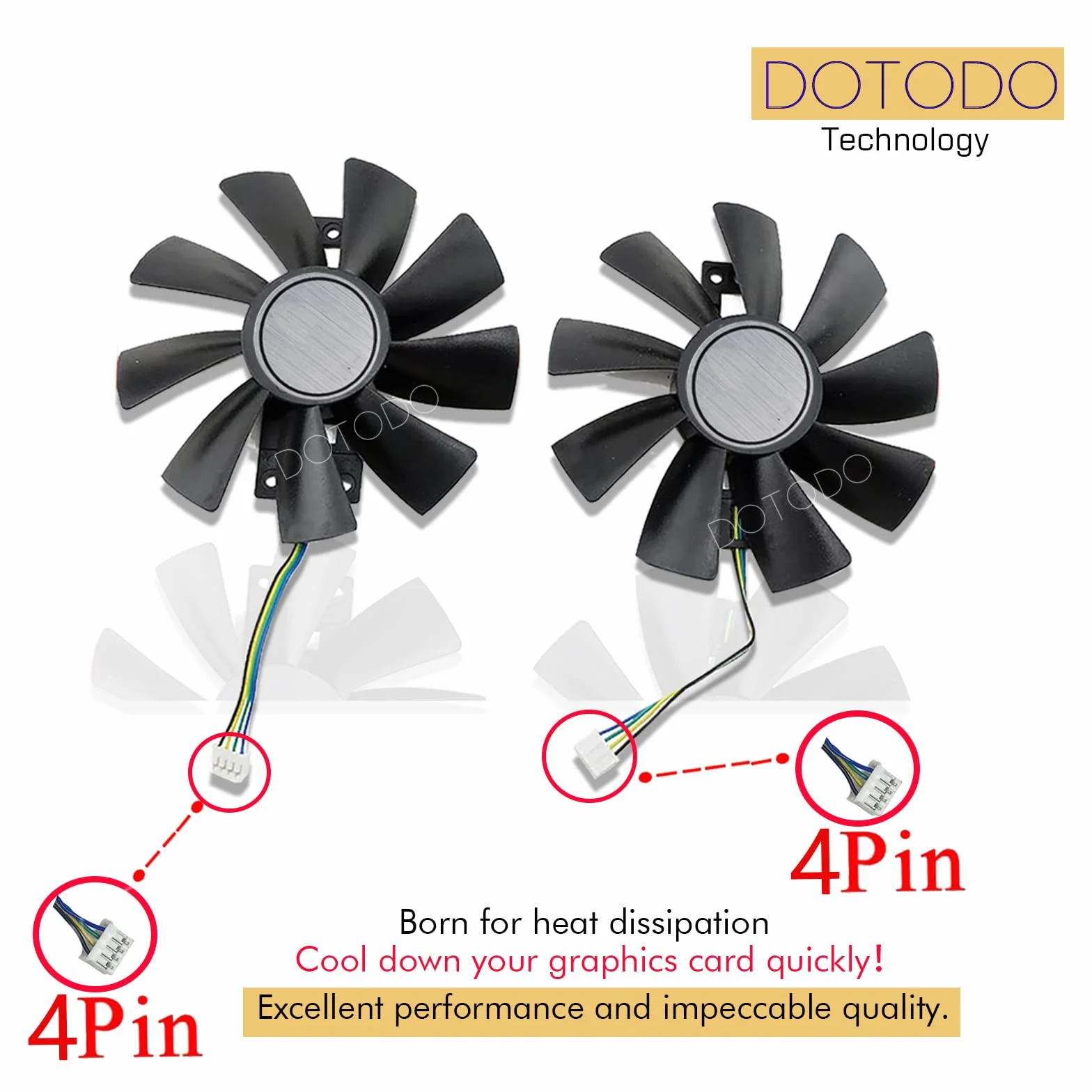 GAA8B2U/GAA8S2U 4Pin GPU Ventilador VGA Cooler Fans para Sapphire R9 380 380X 2g/4G D5 Tarjeta Gráfica Ventilador de Repuesto (Negro-A Juego de dos)