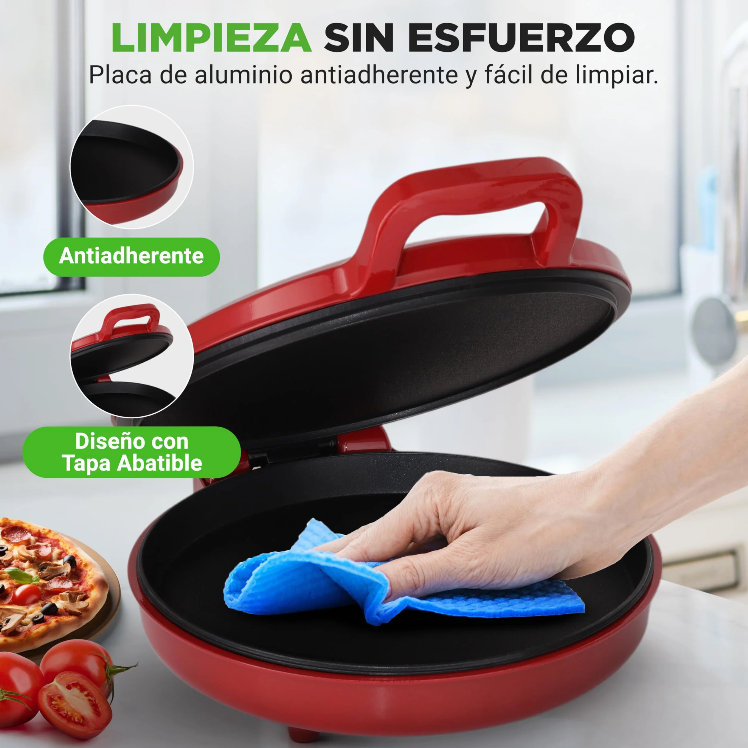 Nutrichef Horno para Pizza Eléctrico 30 cm 1500W Antiadherente