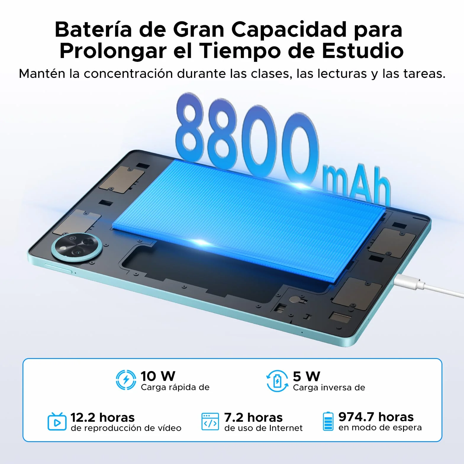 P11 Android 16 Tablet 11 Pulgadas, 48GB RAM 128GB ROM, 90Hz, T7250 Octa-Core, 8800mAh, Gemini AI, Widevine L1, Azul