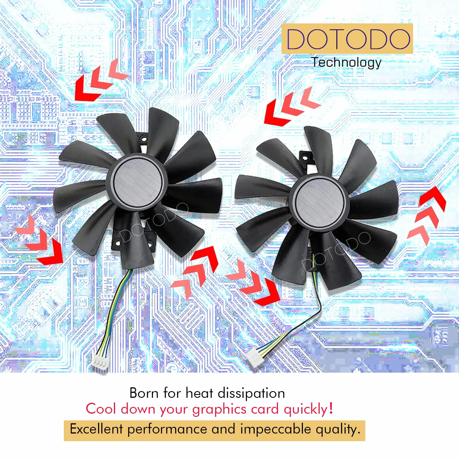 GAA8B2U/GAA8S2U 4Pin GPU Ventilador VGA Cooler Fans para Sapphire R9 380 380X 2g/4G D5 Tarjeta Gráfica Ventilador de Repuesto (Negro-A Juego de dos)