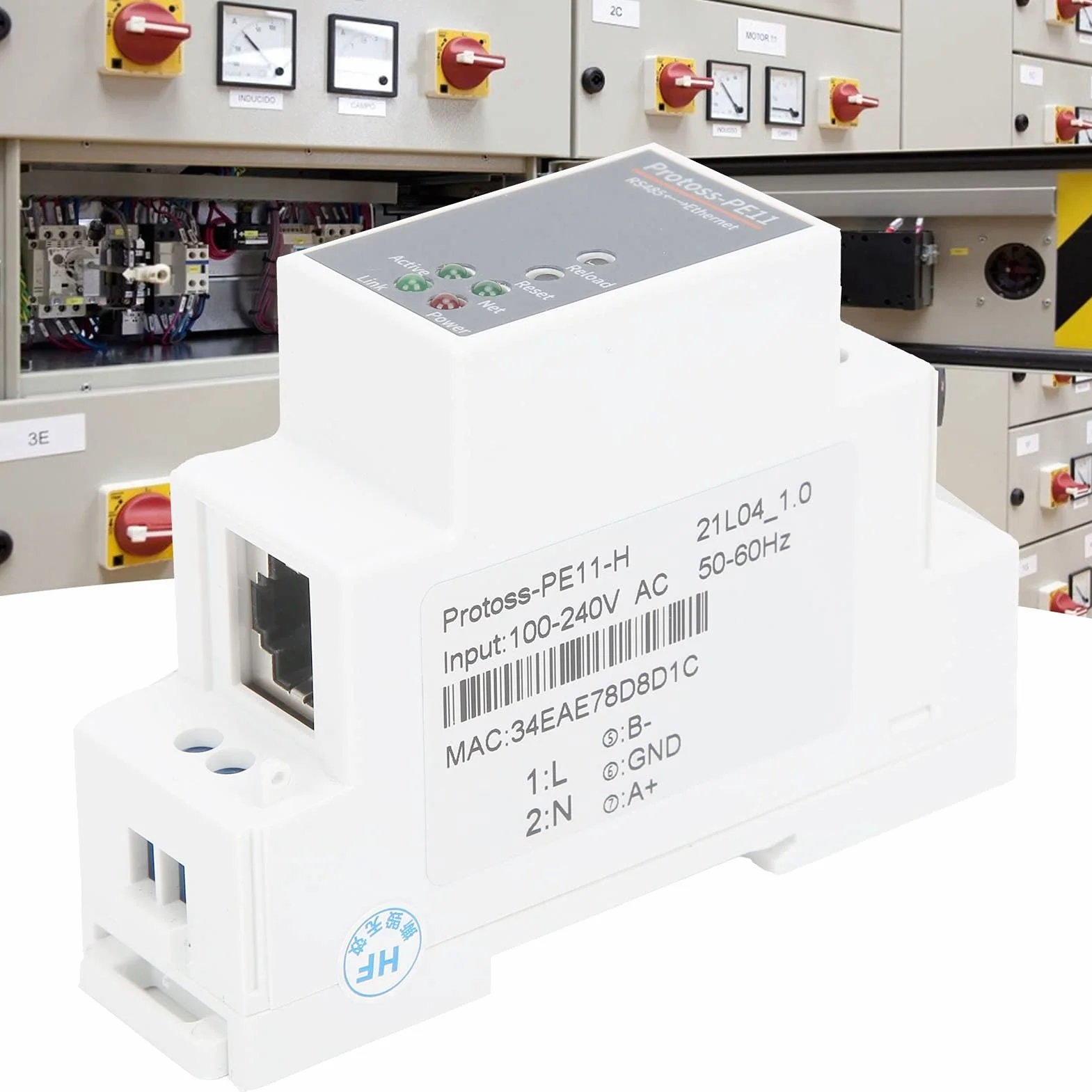 Montaje en riel de RS485 a Servidor Serie Ethernet PE11‑H Enrutador de Servidor Serie RS485 a Ethernet 100-240 V CA PE11-H para FreeRTOS