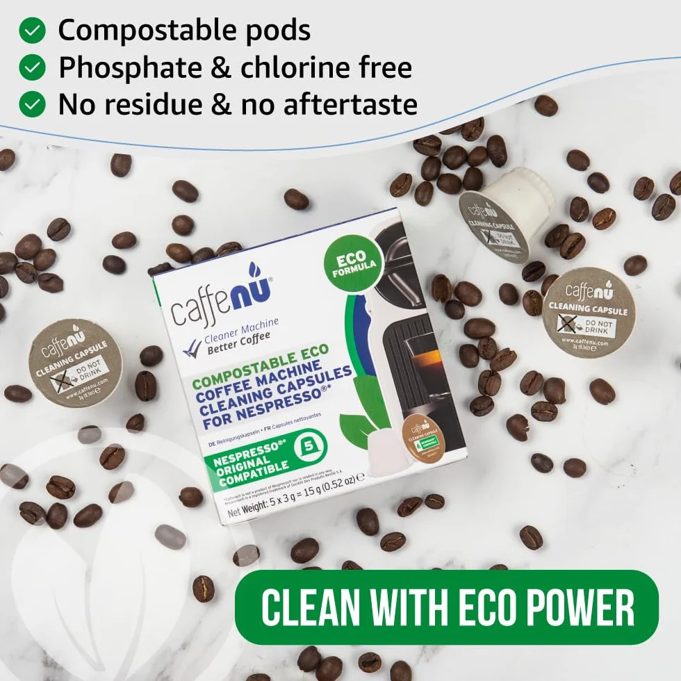 Caffenu Cápsulas Eco Compatible con Nespresso Original Limpiadora 5 unidades