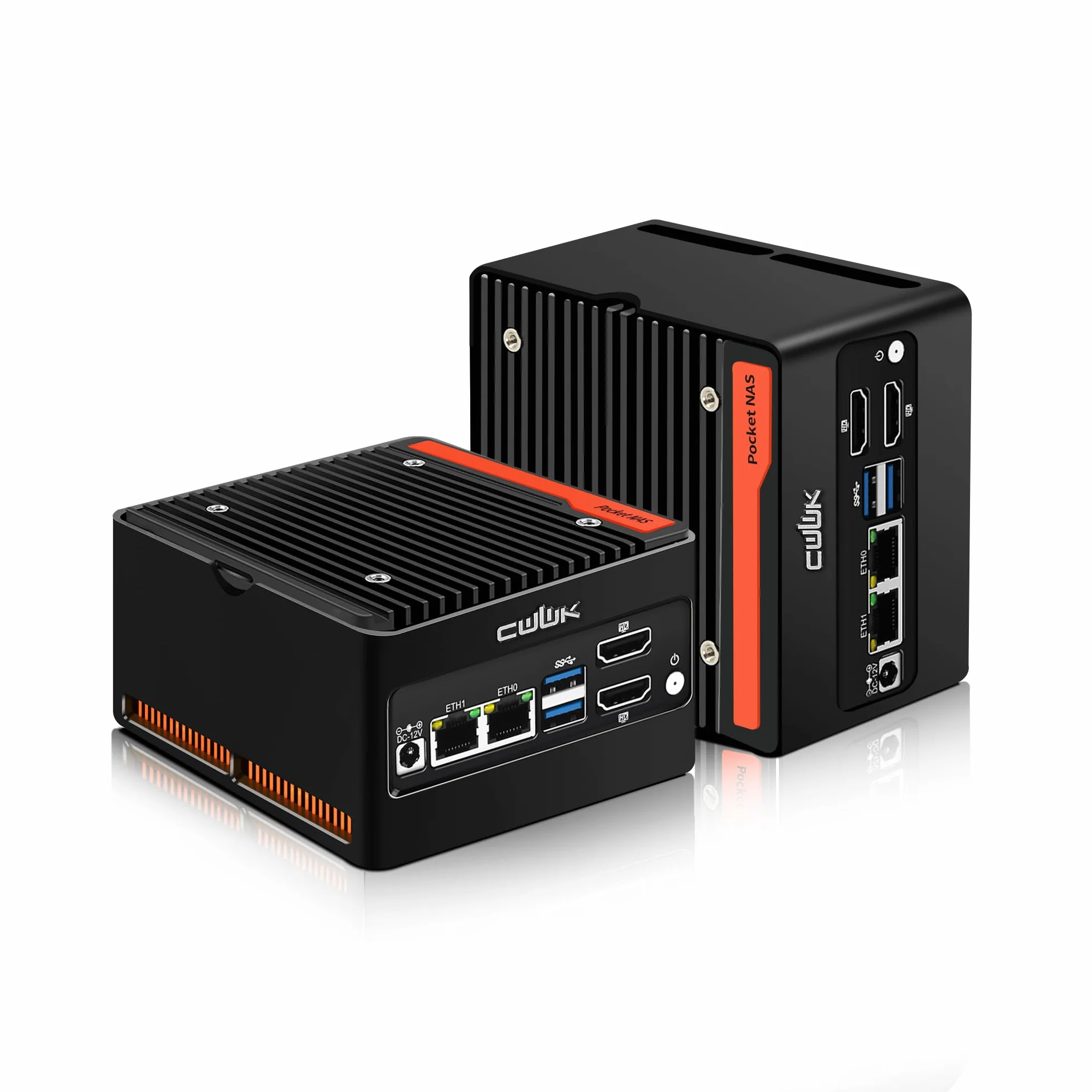 CWWK X86-P6 N355 Mini PC Pocket-NAS, 4 Bay M.2 NVMe Mini Computer mit 2 x i226-V 2.5GbE LAN, Micro PC Barebone DDR5 NO RAM/SSD/OS, Support WiFi7/BT5.4 Expandable, 2-Display, USB3.2