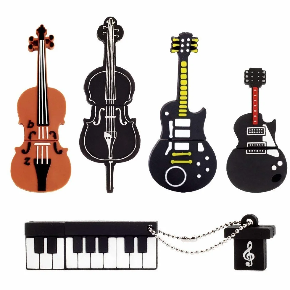 【5 Piezas】 LEIZHAN Memoria USB 32GB Pendrive Silicona Impermeable Flash Drive Memorias Regalo para Niños-Instrumentos Musicales