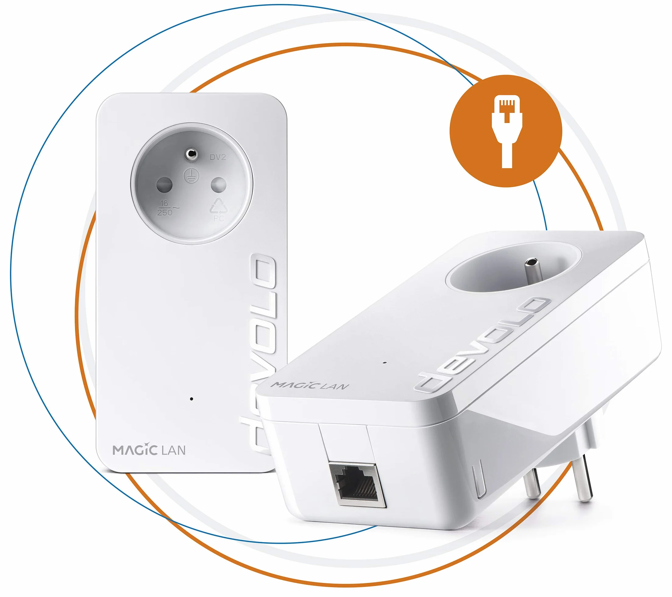 Devolo Magic 2 LAN Starter Kit: 2 adaptadores, Enchufe Gigogne (2400 Mbit/s, 1 Puerto Gigabit Ethernet), Ideal para teletrabajo, Juegos, transmisión, Enchufe francés