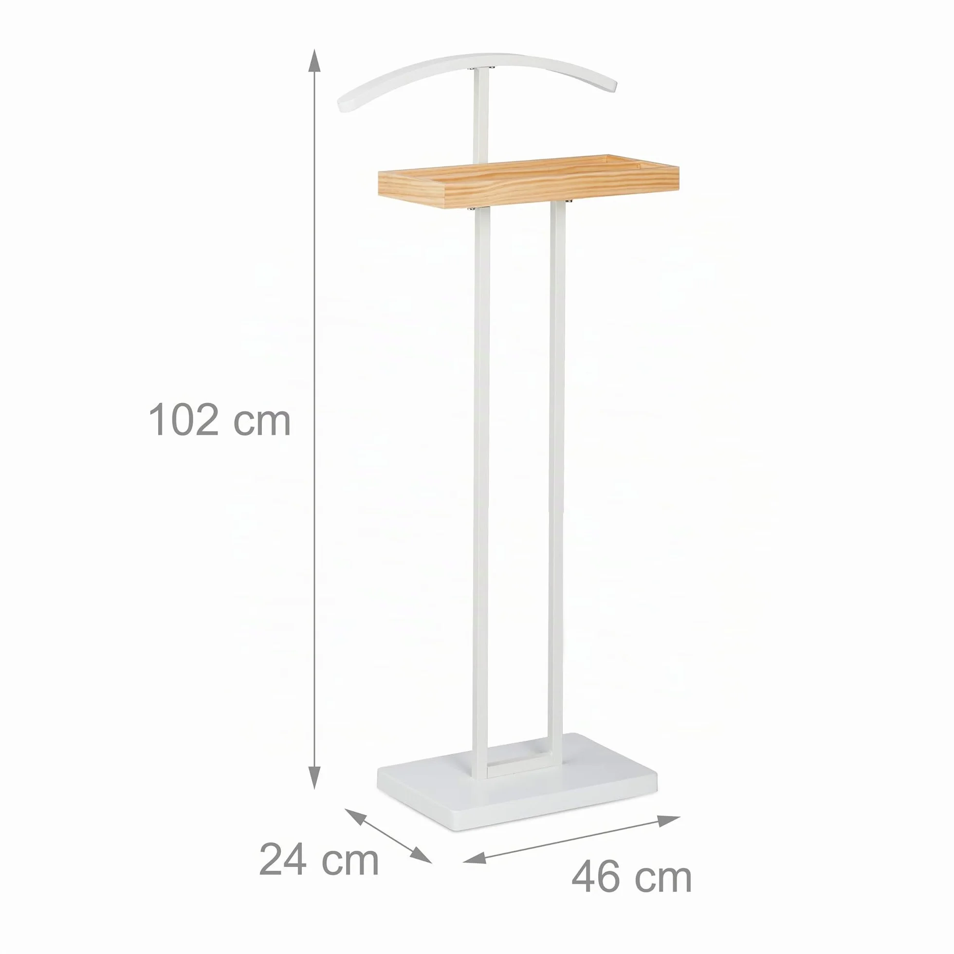 Relaxdays Galán de Noche Perchero Pie Repisa Colgador Ropa 102x46x24 cm Blanco