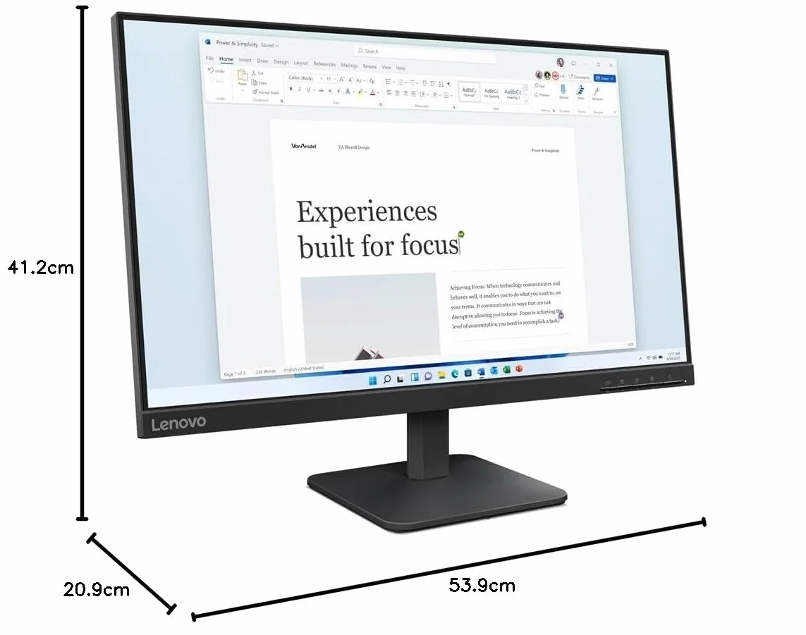 Lenovo L24-4e Monitor FHD 23.8" IPS 1920x1080 48-100Hz 4ms HDMI VGA VESA 100x100mm Inclinación Negro
