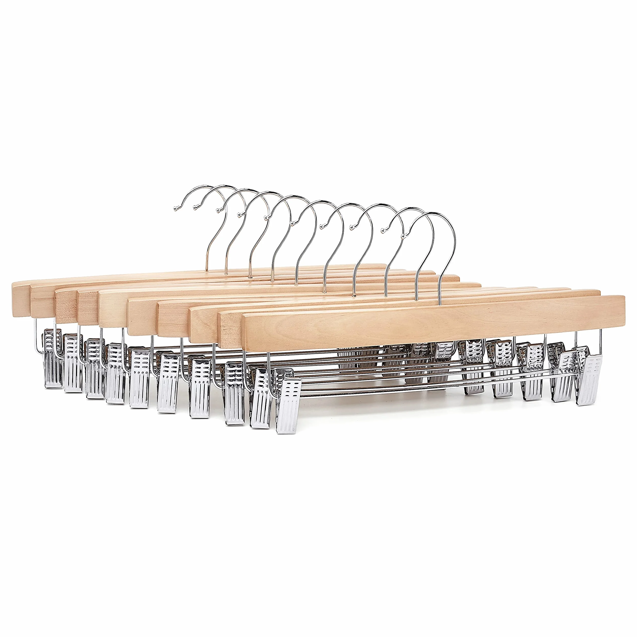 Amazon Basics Perchas de madera con clips natural 10 unidades