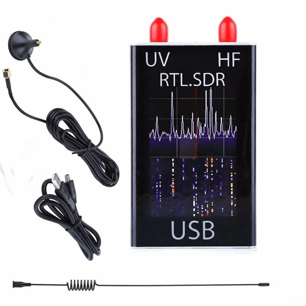 Receptor sintonizador USB, 100 KHz-1.7 GHz Full HF RTL-SDR receptor sintonizador USB R820T + 8232 jamón con antena látigo