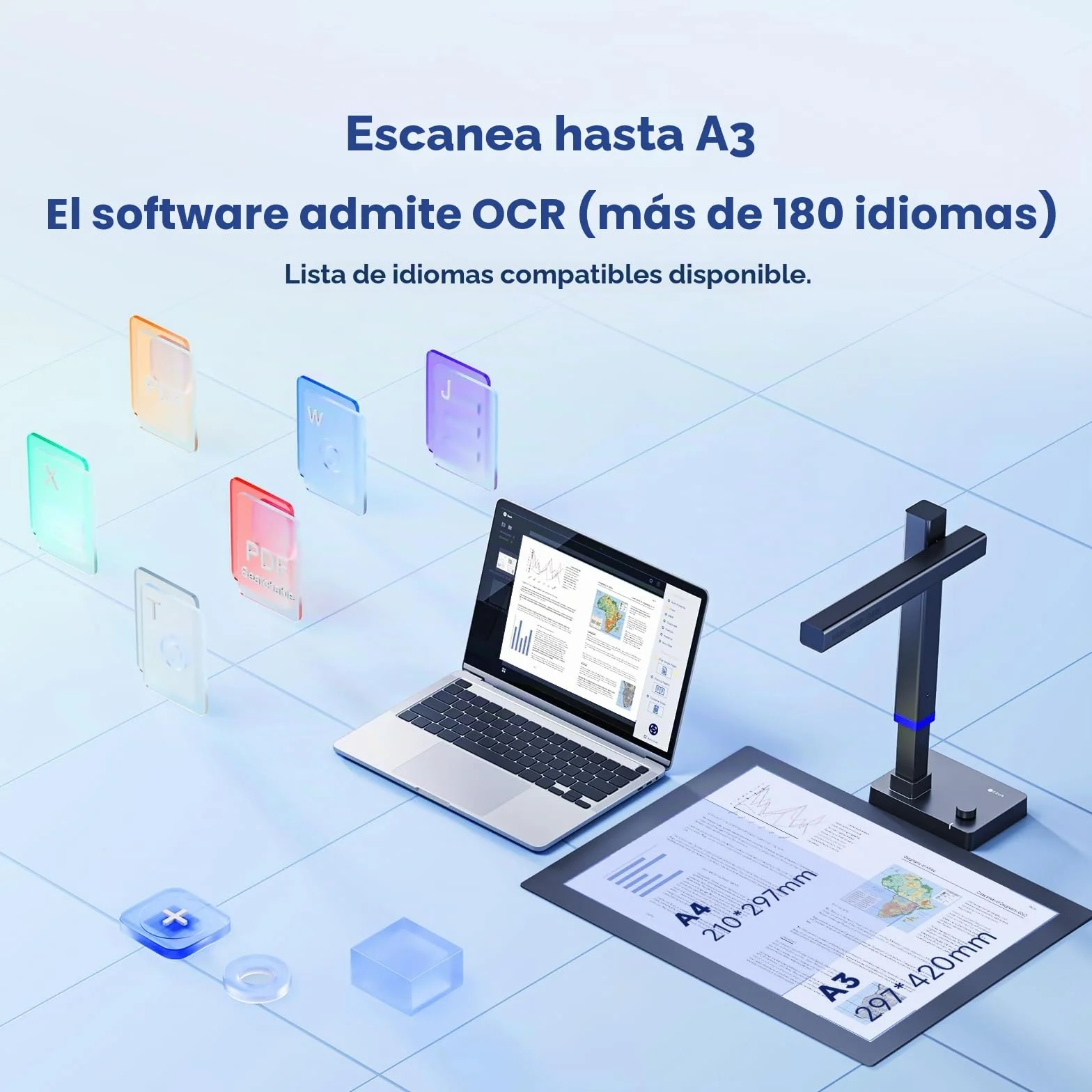 CZUR Shine Ultra A3 Escáner Portátil Plegable con OCR 180+ Idiomas LED Continuo 13 MP