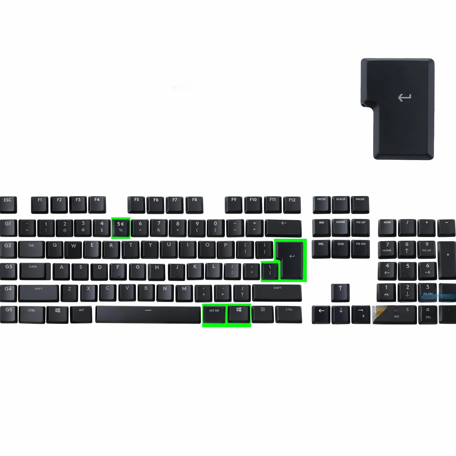 Teclas translúcidas para Logitech G915 y G915 TKL – Diseño UE (ISO/ANSI) – Compatible con G915 LIGHTSYNC RGB