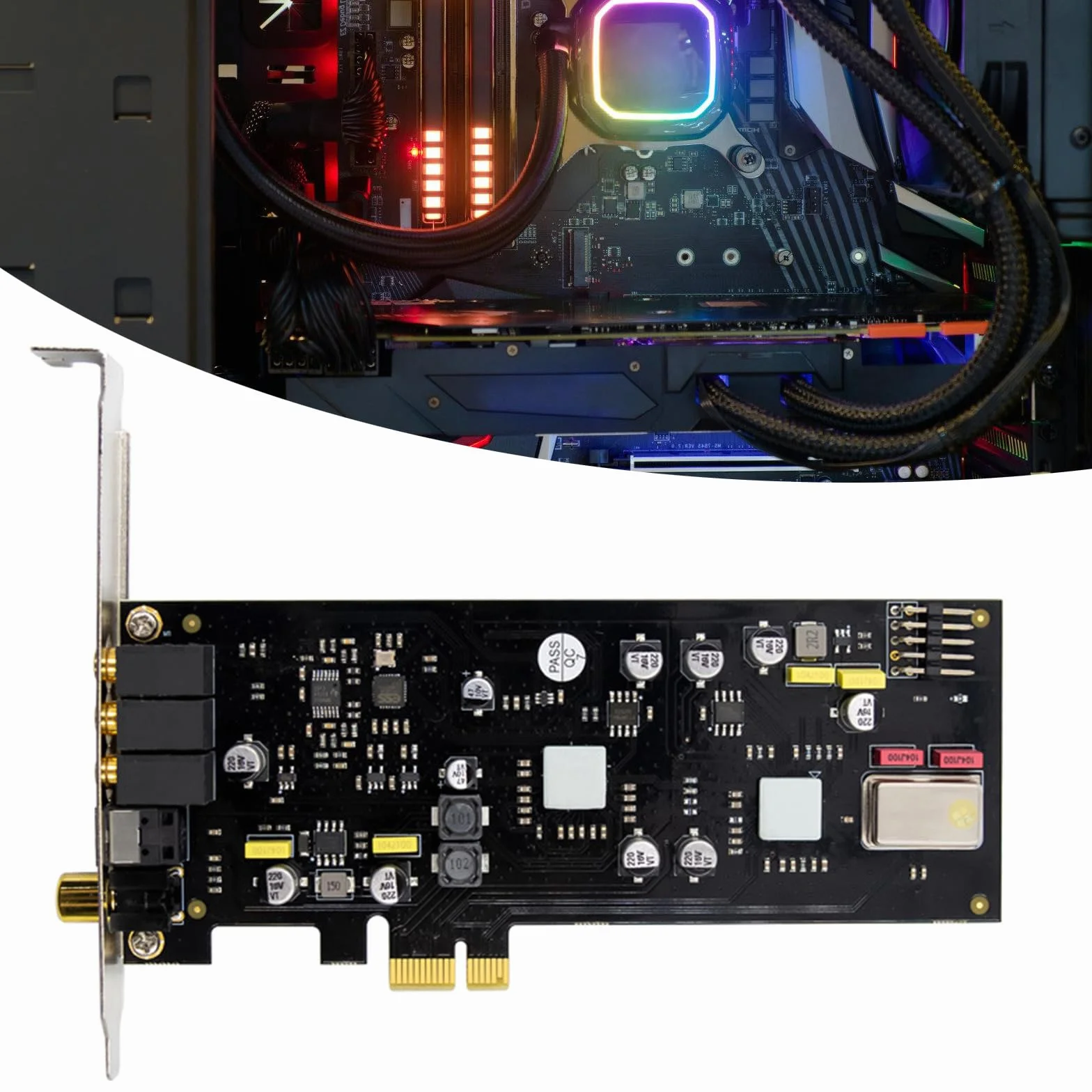 Tarjeta de sonido PCIe ST113 SSS1700 Chip de perfil bajo para estudio, transmisión en vivo, tarjeta de sonido de baja latencia de cine en casa