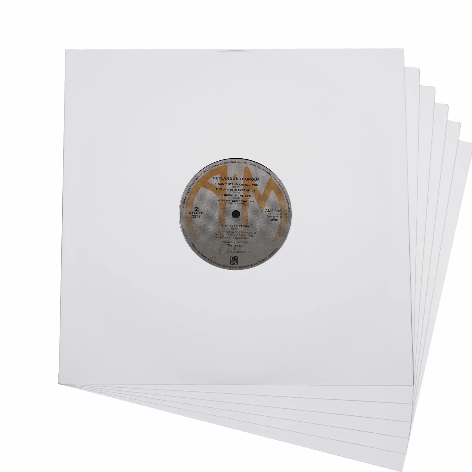 20 fundas interiores para discos de vinilo, fundas interiores de papel pesado sin ácidos, fundas interiores cuadradas de papel kraft blanco con agujero para álbumes LP (12 pulgadas)