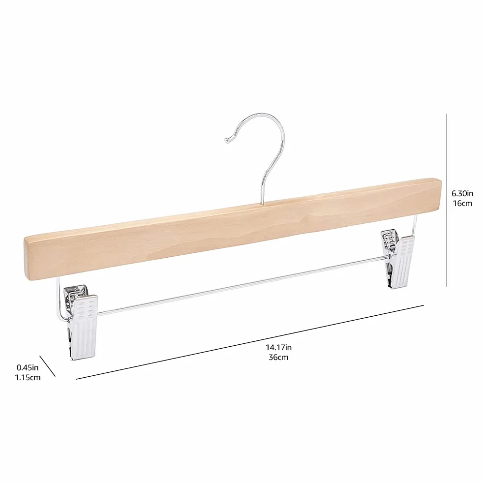 Amazon Basics Perchas de madera con clips natural 10 unidades