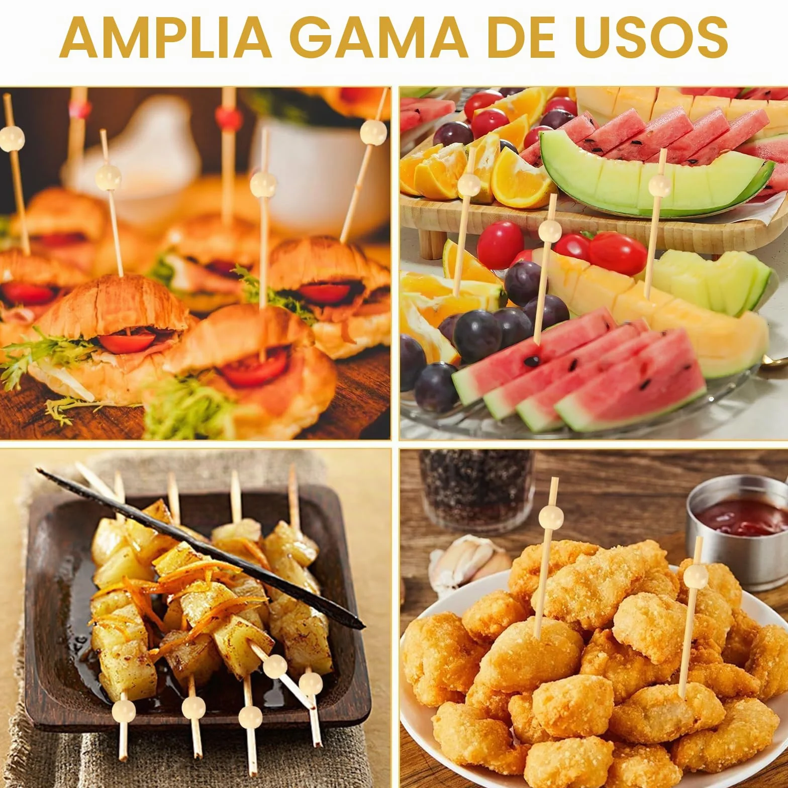 Palillos Cóctel Bambú 12 cm 400 Piezas Fingerfood